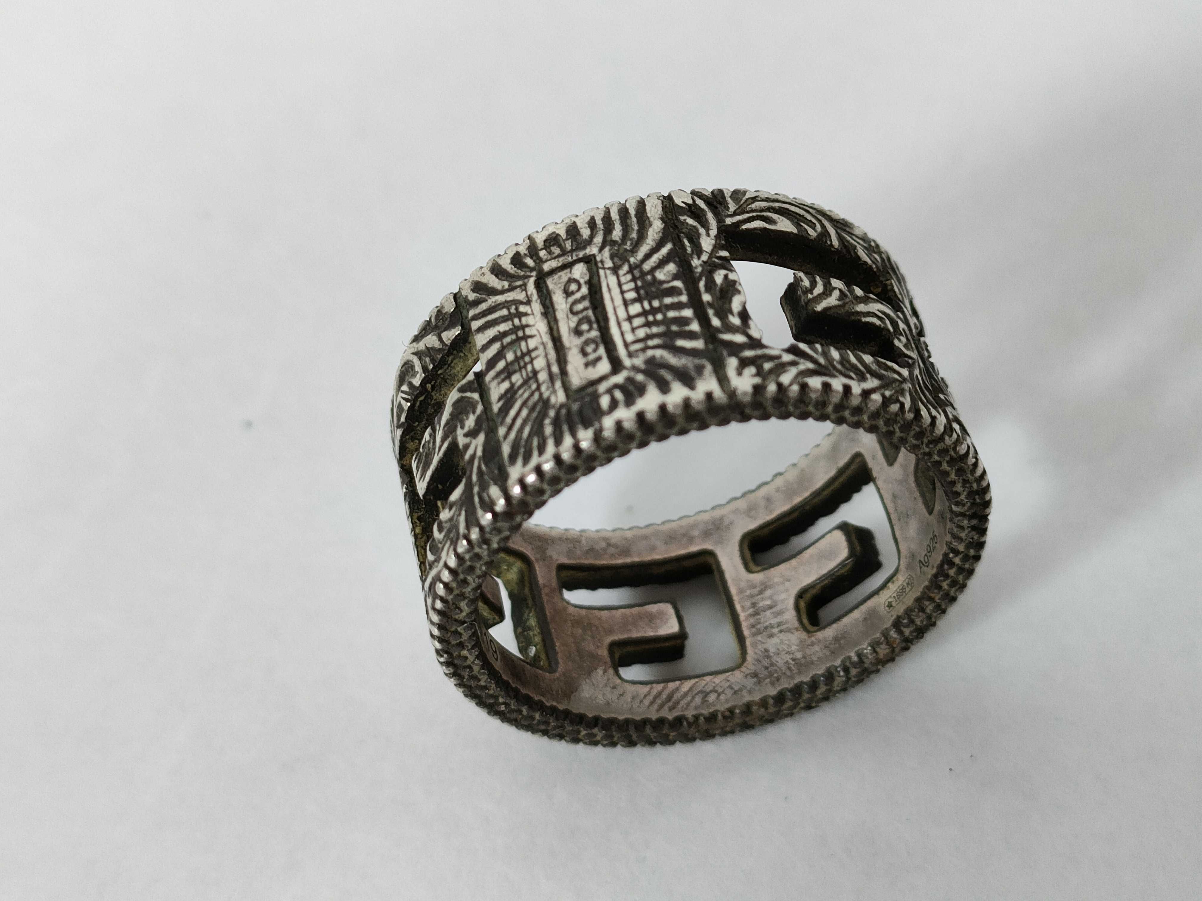 GG Ring, Silver, GG Logo, Arabesque Design, Size 19 — view 7