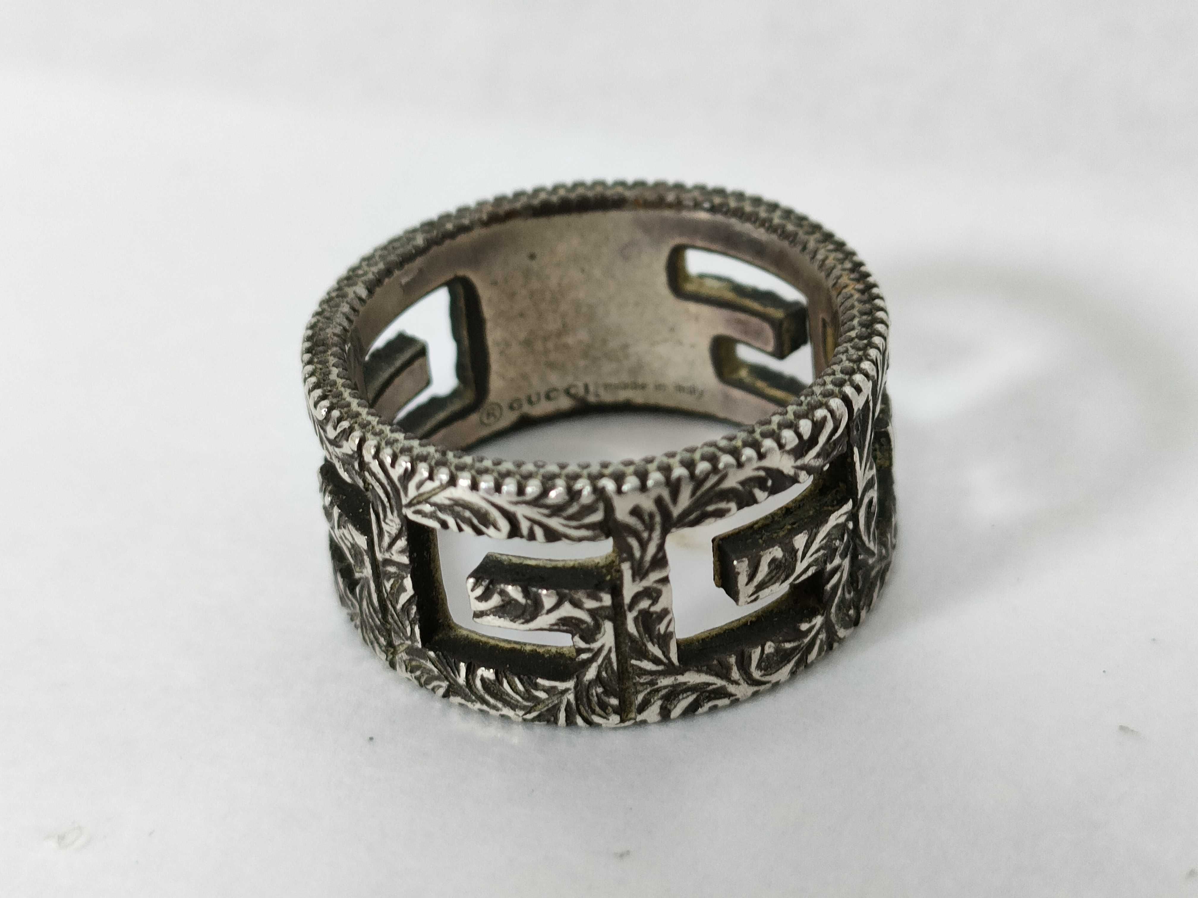GG Ring, Silver, GG Logo, Arabesque Design, Size 19 — view 8