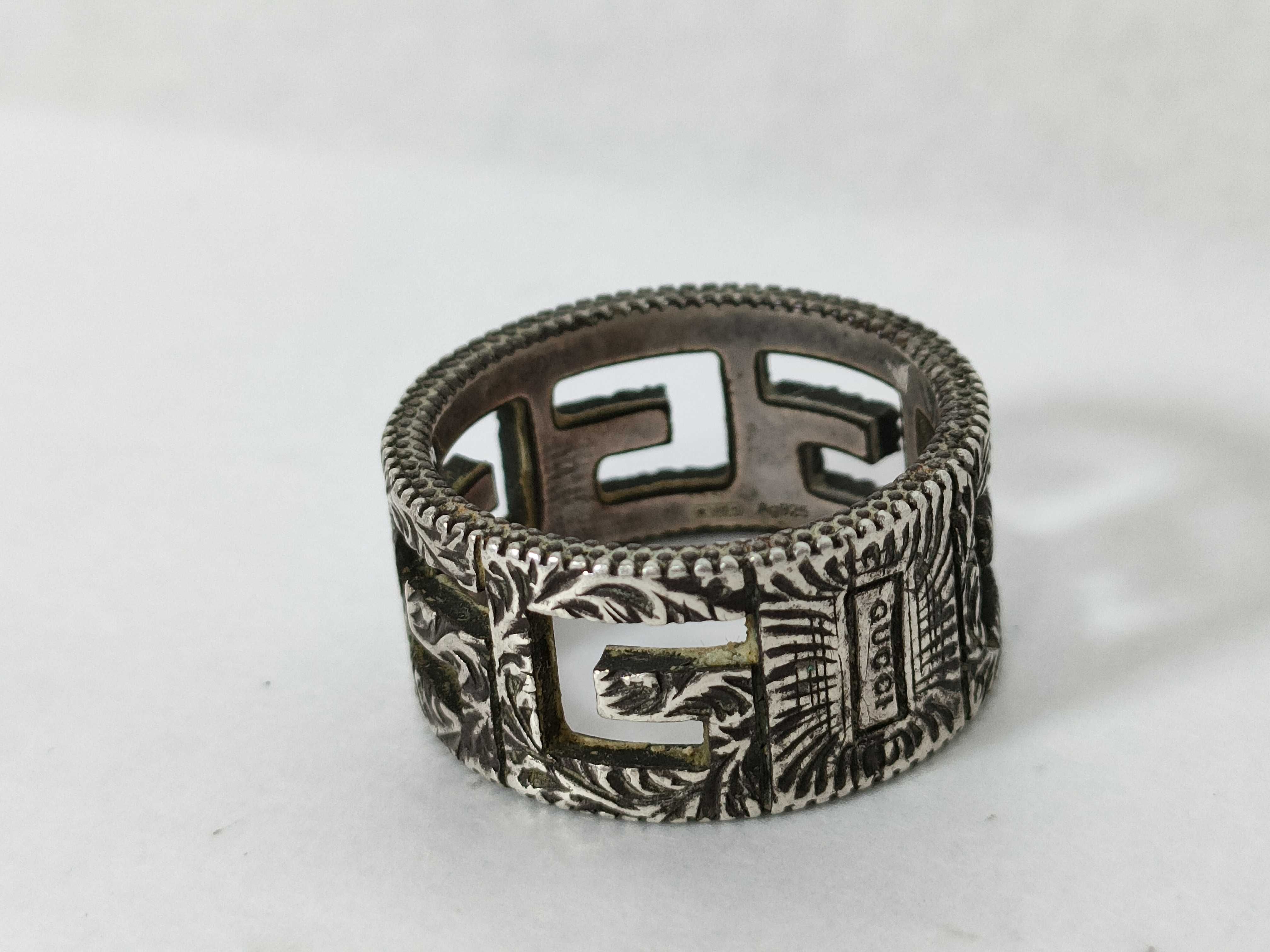GG Ring, Silver, GG Logo, Arabesque Design, Size 19 — view 9