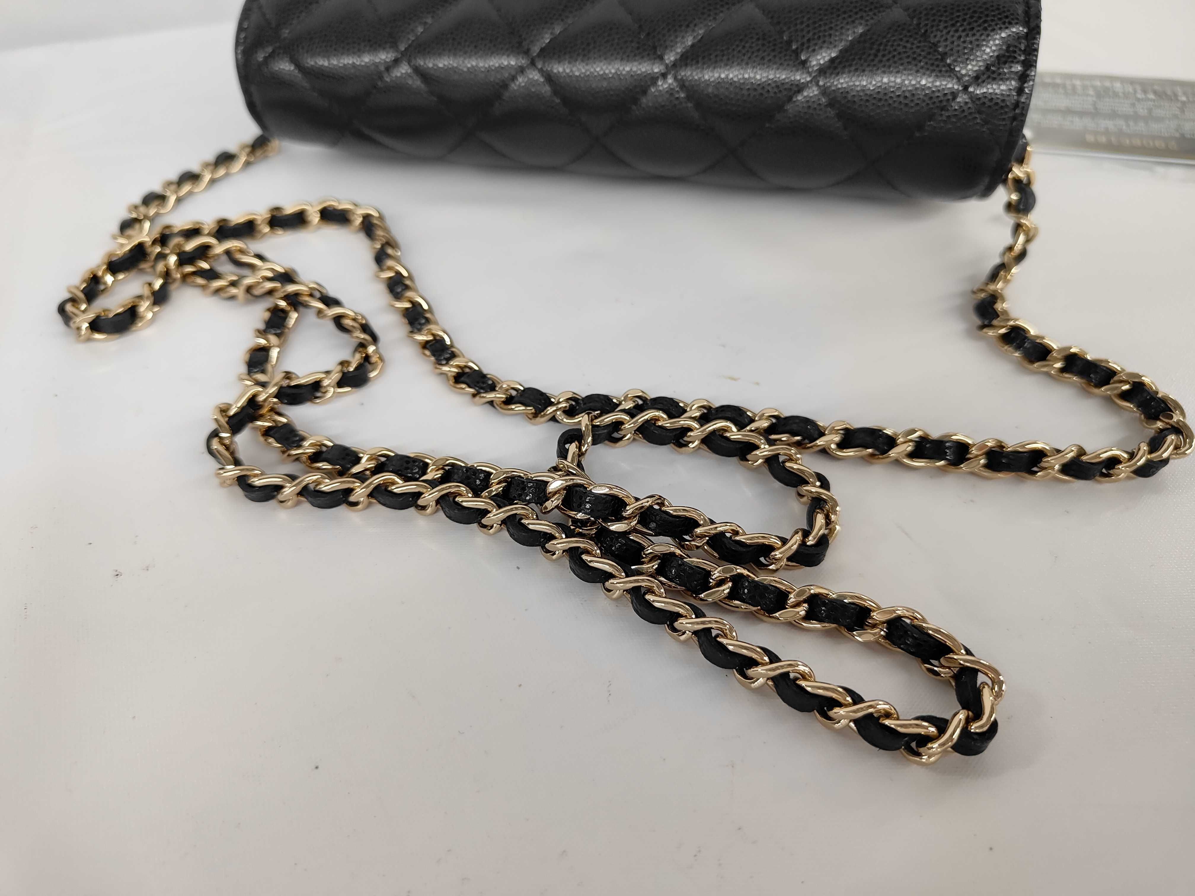 Matelassé Chain Wallet, Series 29, Caviar Leather, Black, Gold Hardware, Shoulder Bag — view 3