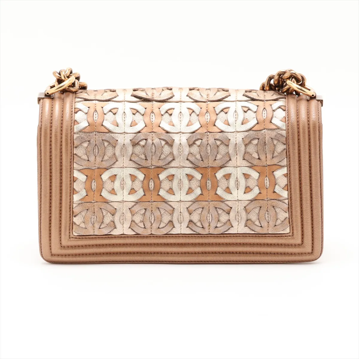 Boy Chanel 25 Lambskin Chain Shoulder Bag, Brown with Gold Hardware, 20619021, Serial Number in the 20s, A67086 — view 2