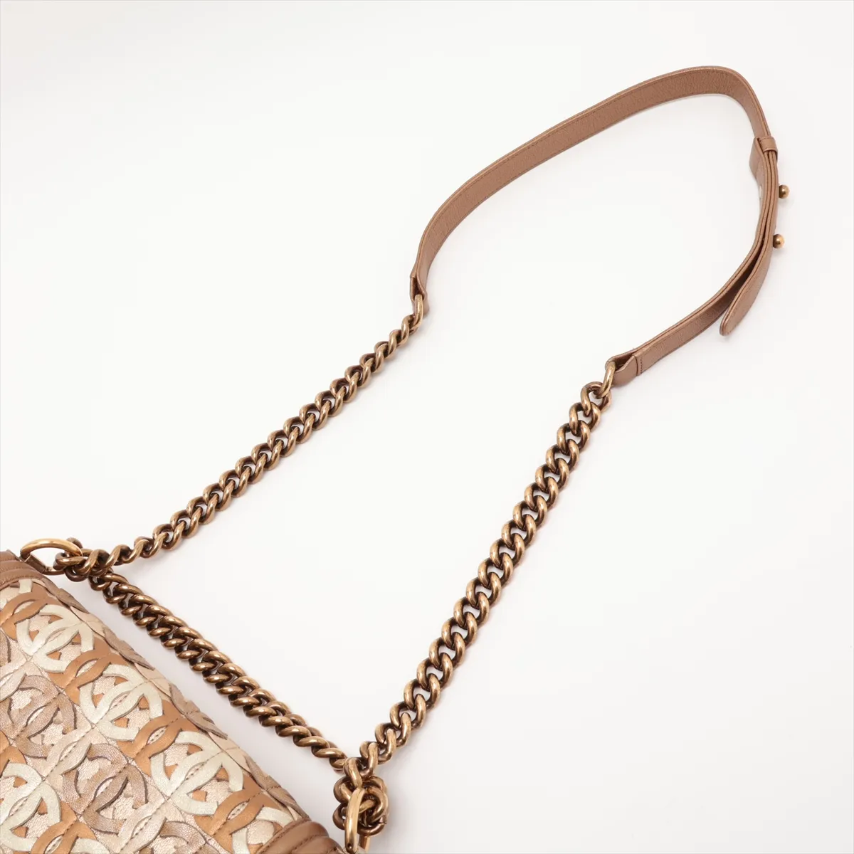 Boy Chanel 25 Lambskin Chain Shoulder Bag, Brown with Gold Hardware, 20619021, Serial Number in the 20s, A67086 — view 5
