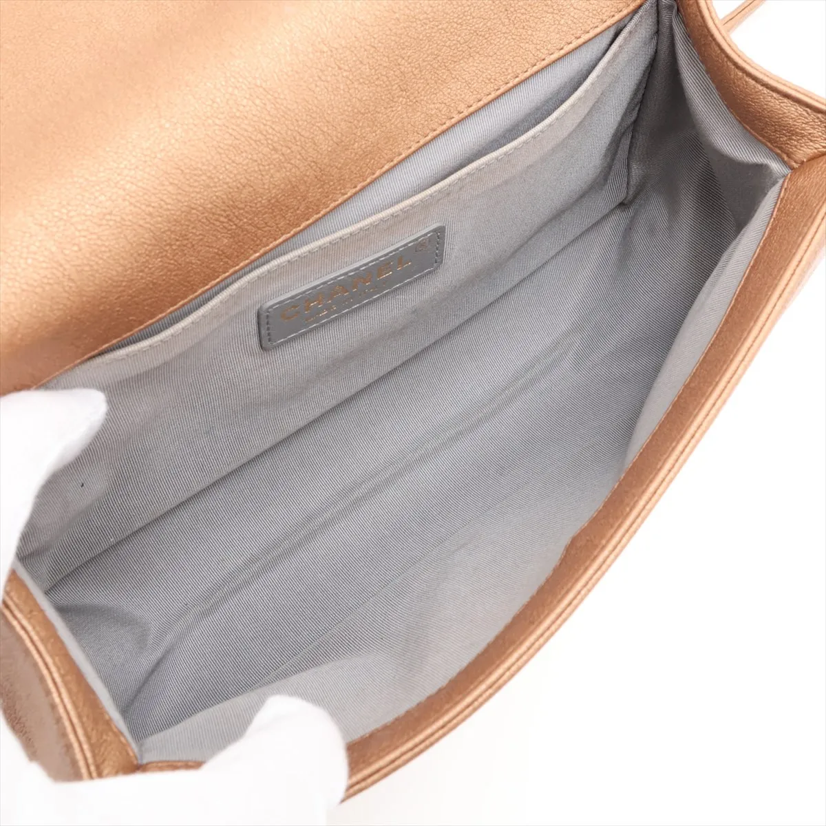 Boy Chanel 25 Lambskin Chain Shoulder Bag, Brown with Gold Hardware, 20619021, Serial Number in the 20s, A67086 — view 6