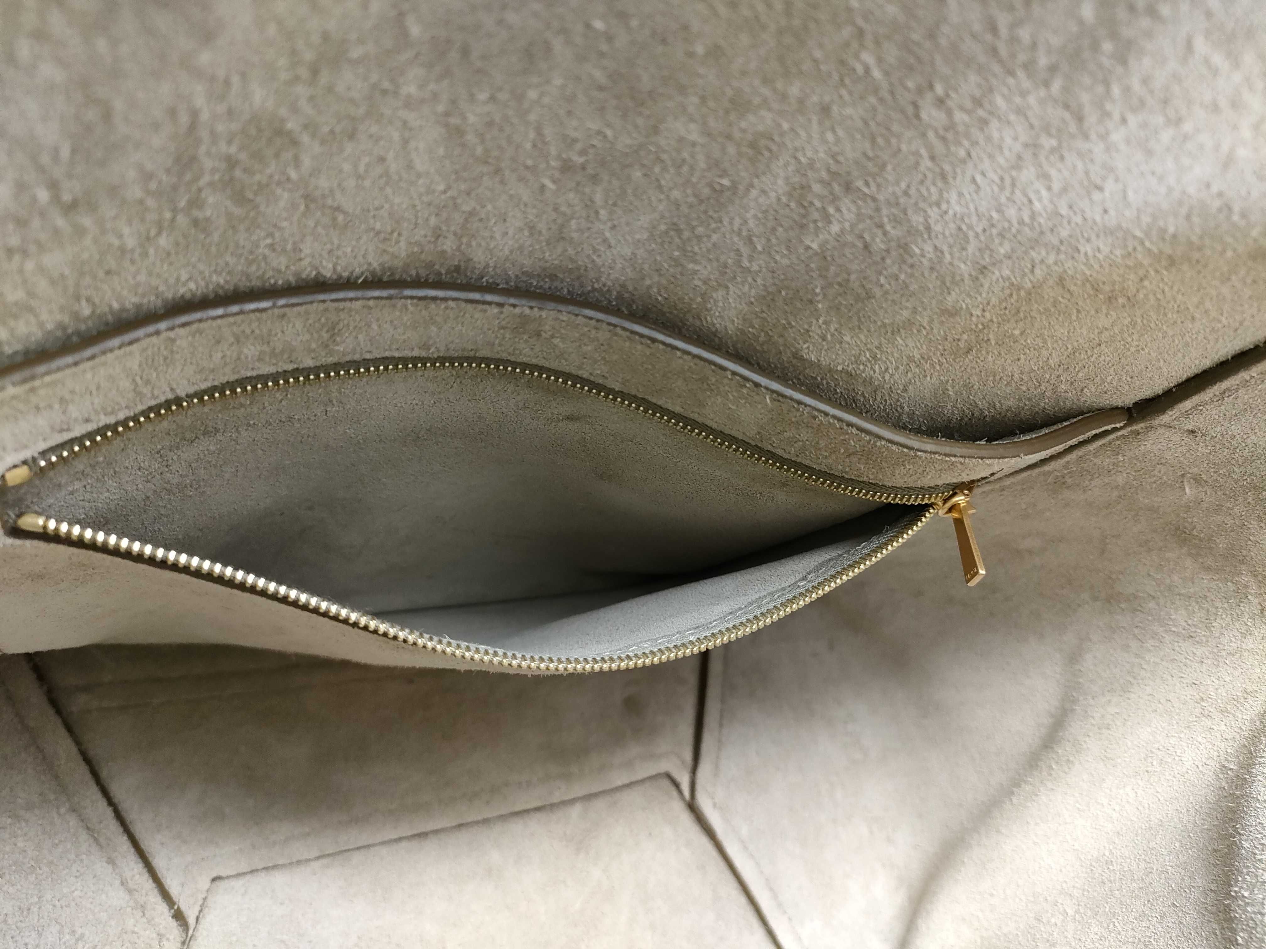 Sangle Bucket Leather Shoulder Bag, Gray Shoulder Bag — view 11