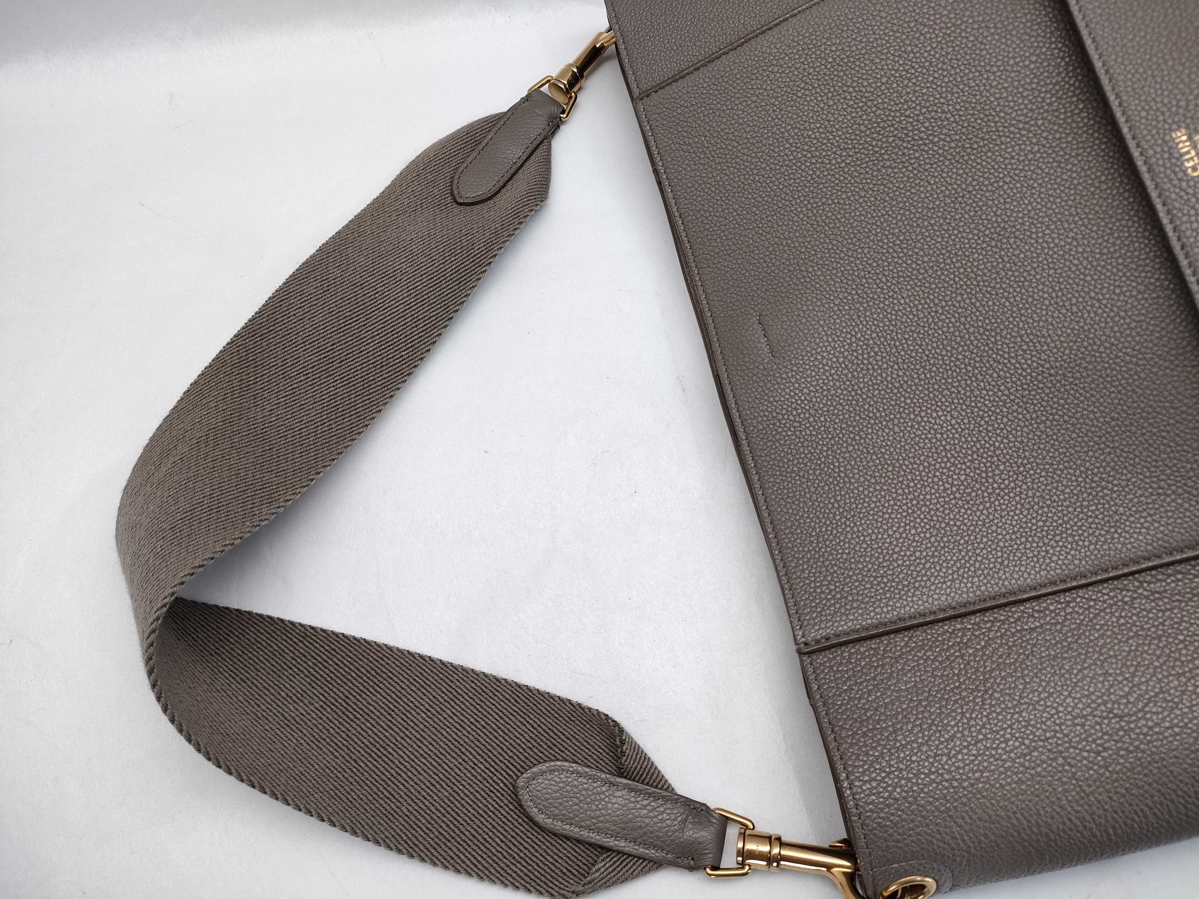 Sangle Bucket Leather Shoulder Bag, Gray Shoulder Bag — view 3