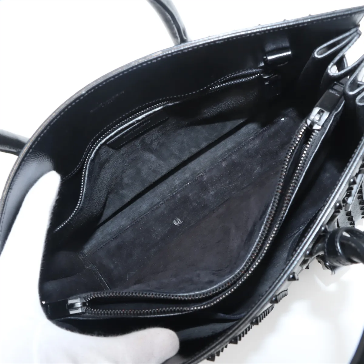 Sac de Jour Leather x Studded Handbag Black 355154 — view 9