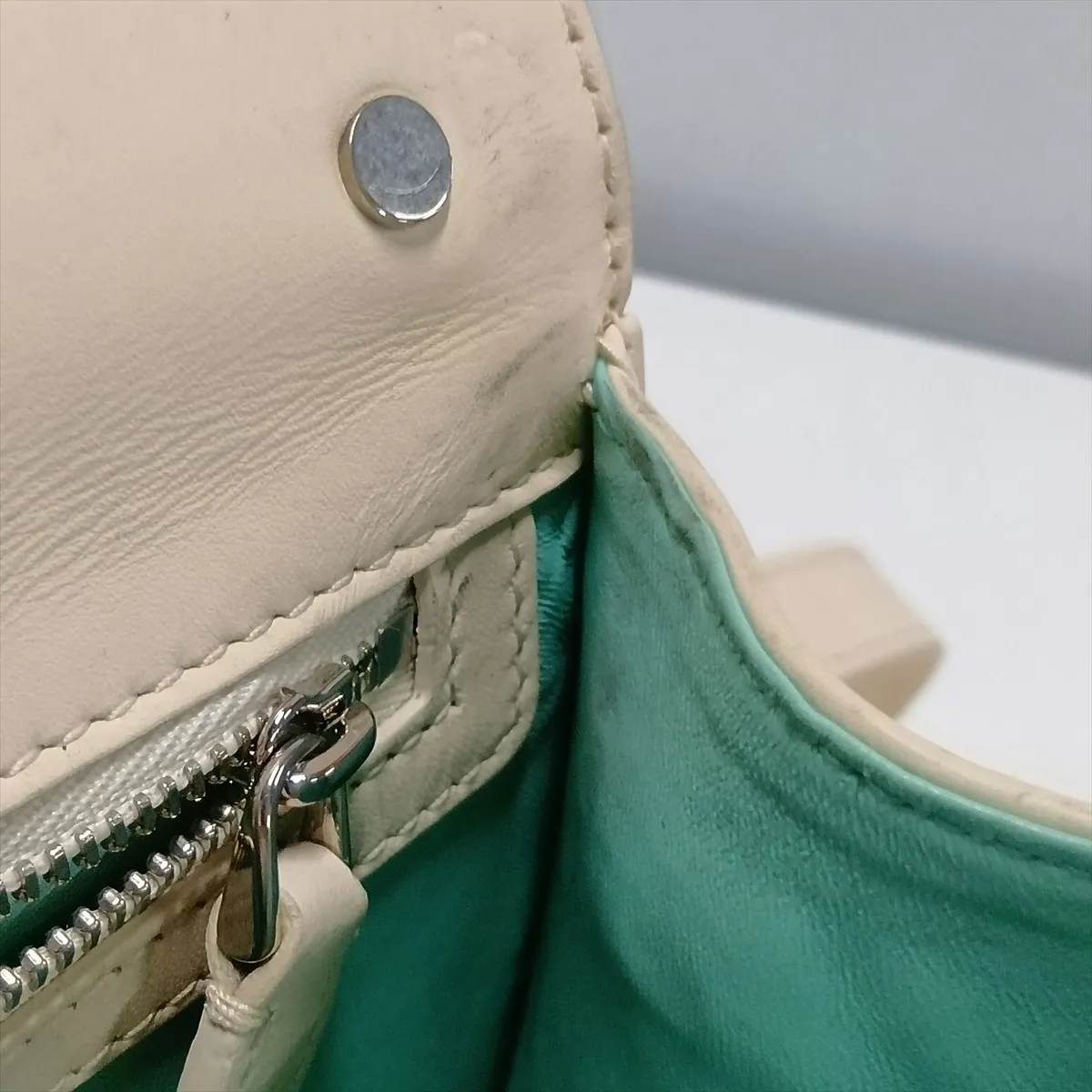 Serpenti Leather Chain Shoulder Bag, Beige, with Mirror — view 13