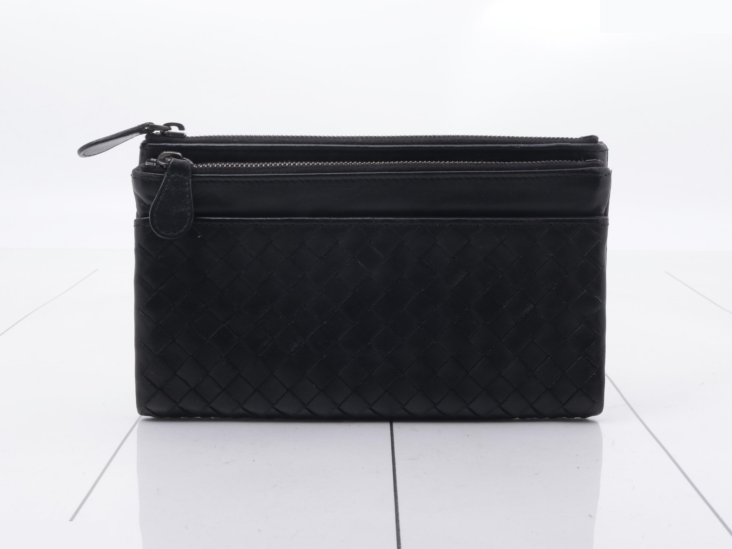 Intrecciato Double Zipper Long Wallet