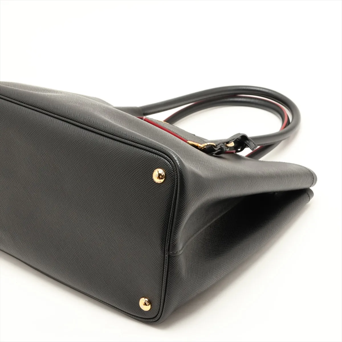Saffiano Cuir Leather Tote Bag, Black — view 3
