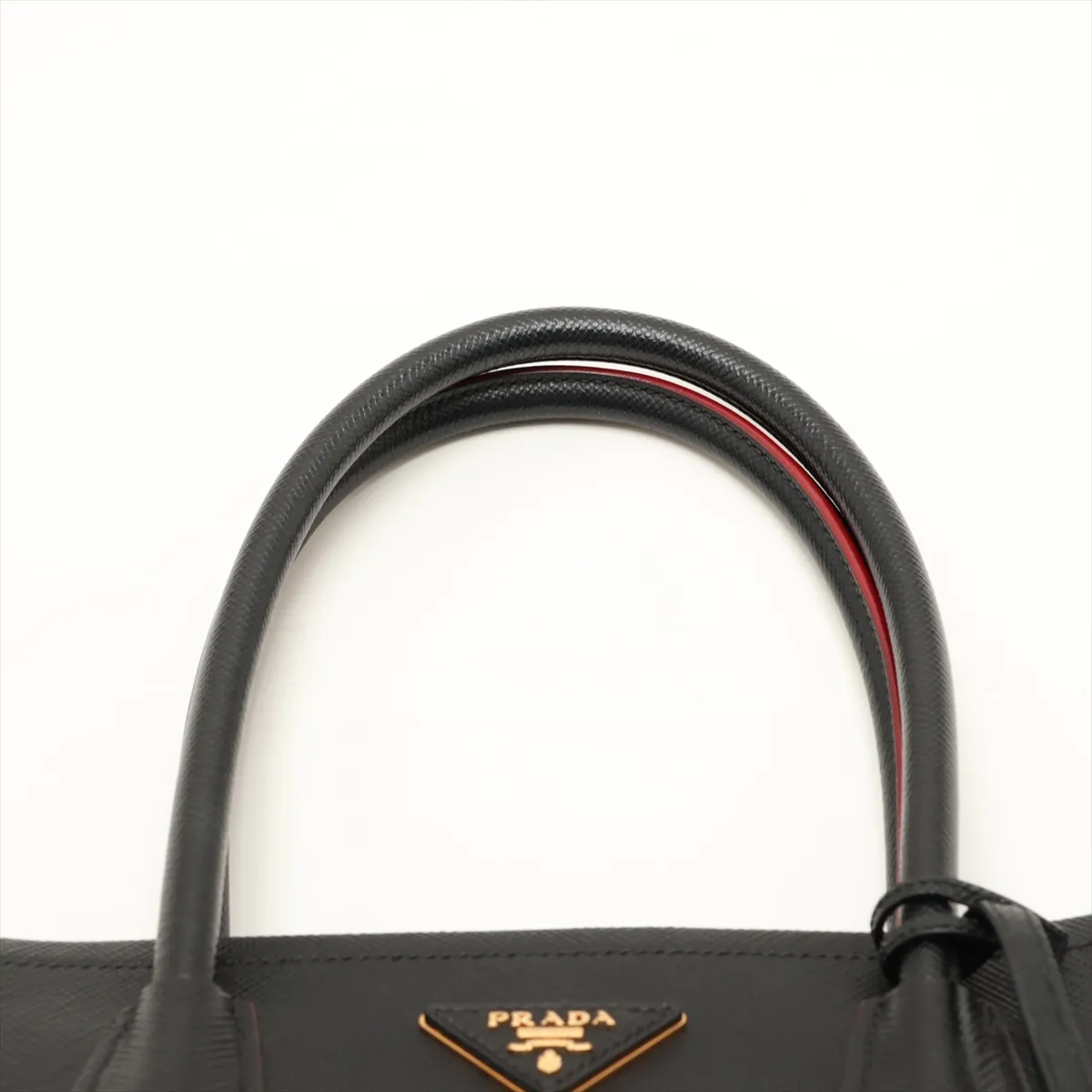Saffiano Cuir Leather Tote Bag, Black — view 6