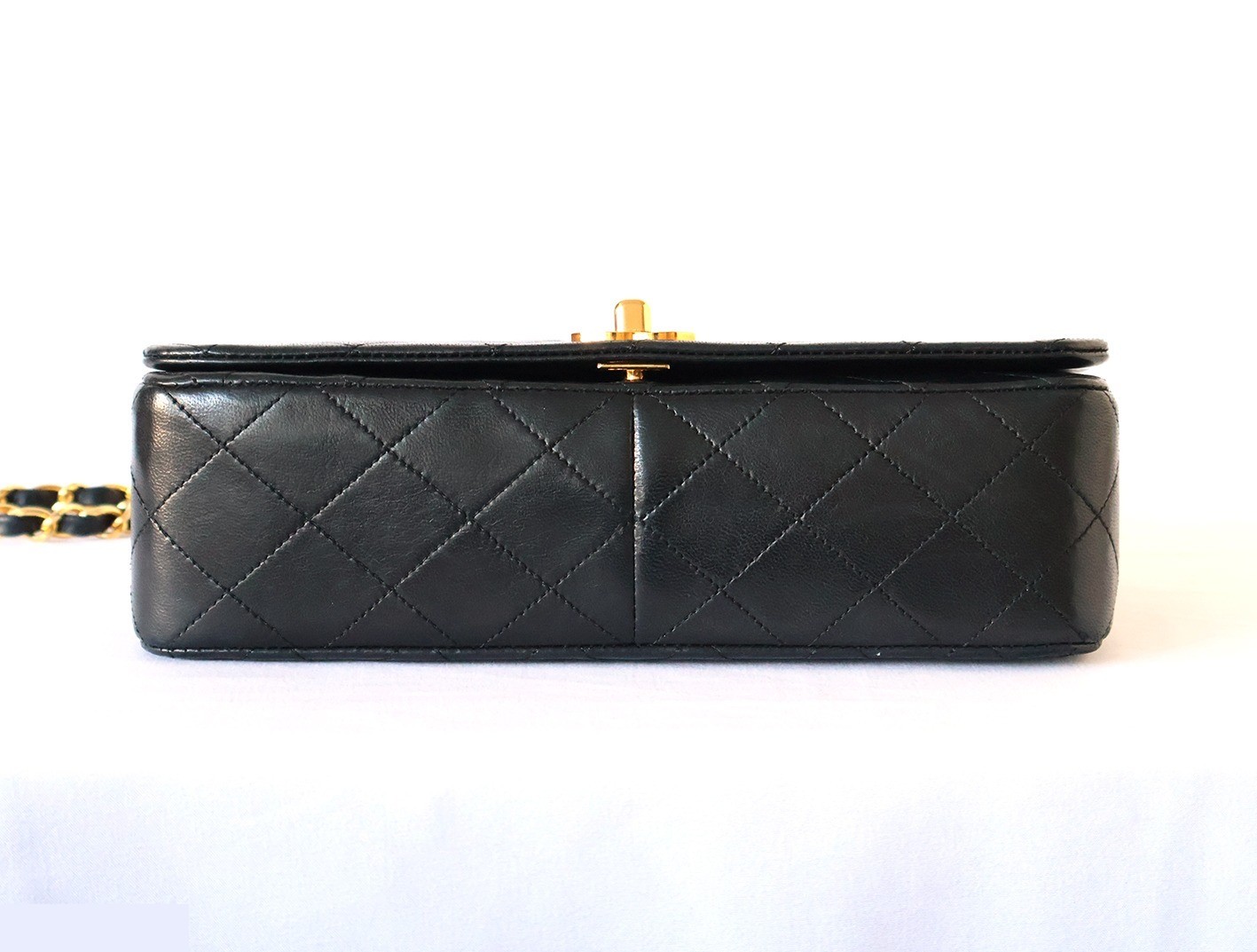 Full flap matelassé lambskin chain shoulder bag, black — view 5