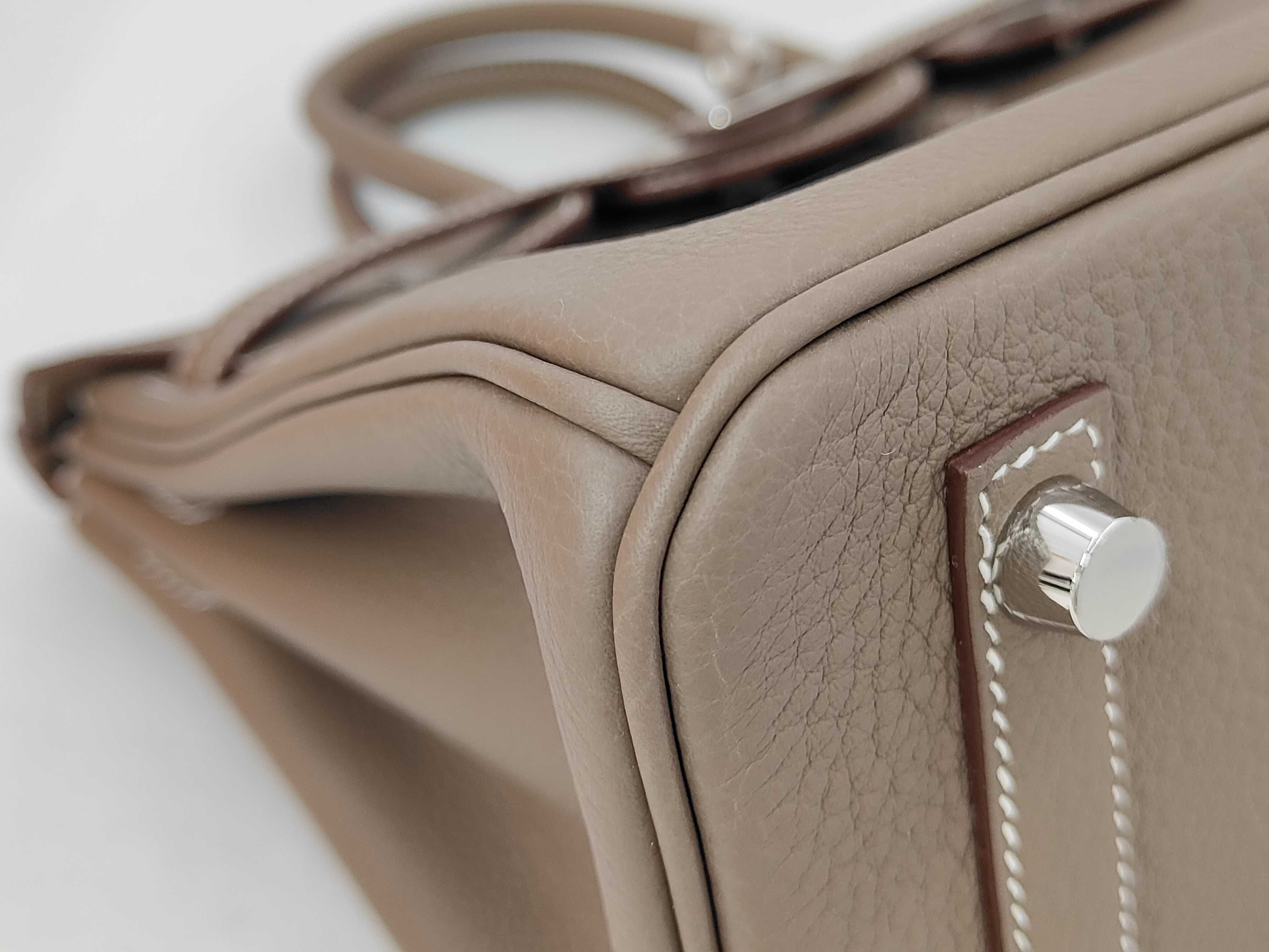 Birkin 25 Togo Etoupe Silver Hardware G Stamp Handbag — view 3