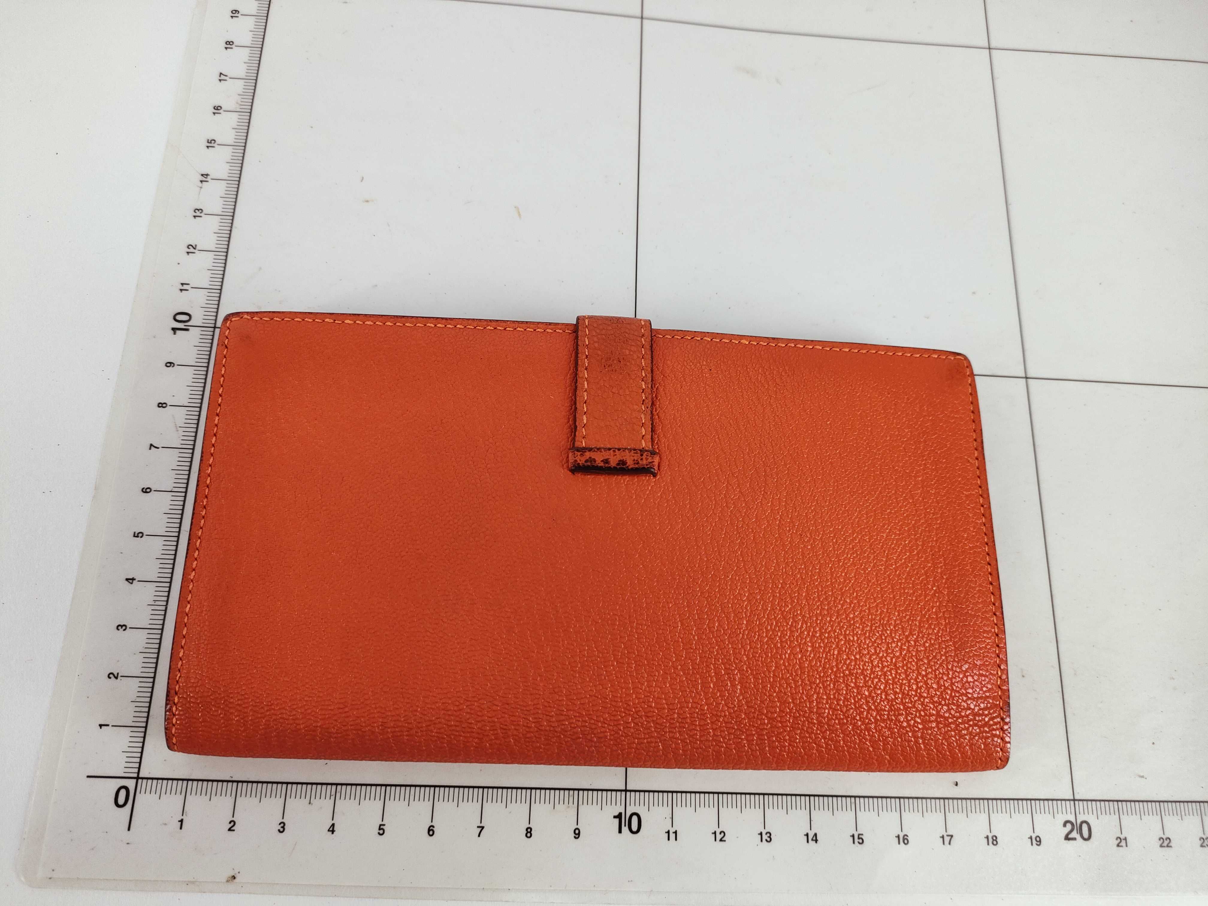 Bearn Soufflé Chevre Leather Long Wallet, Orange, Silver Hardware, T Stamp — view 2