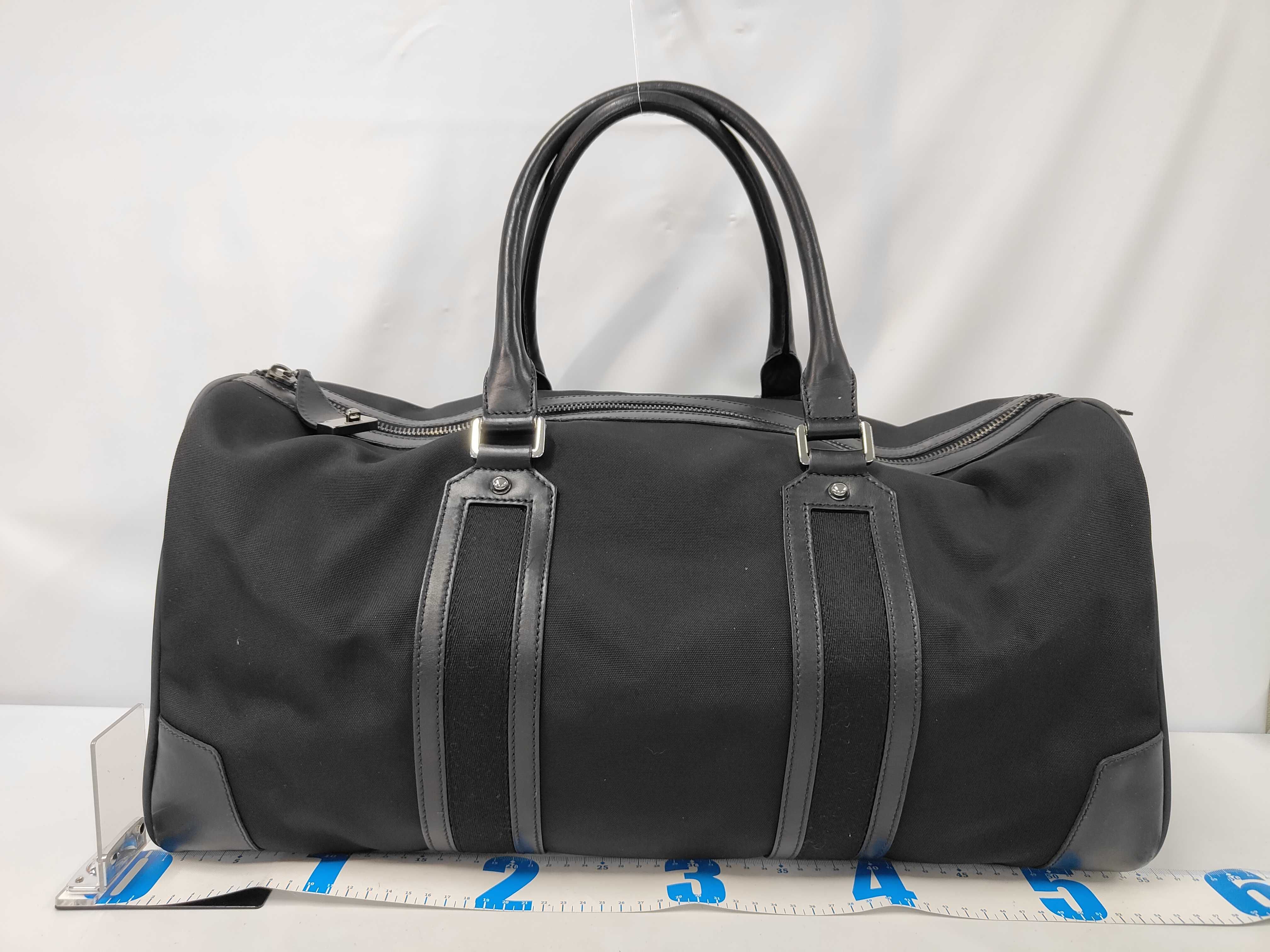 Black Nylon Canvas Leather 2-Way Boston Bag — view 2
