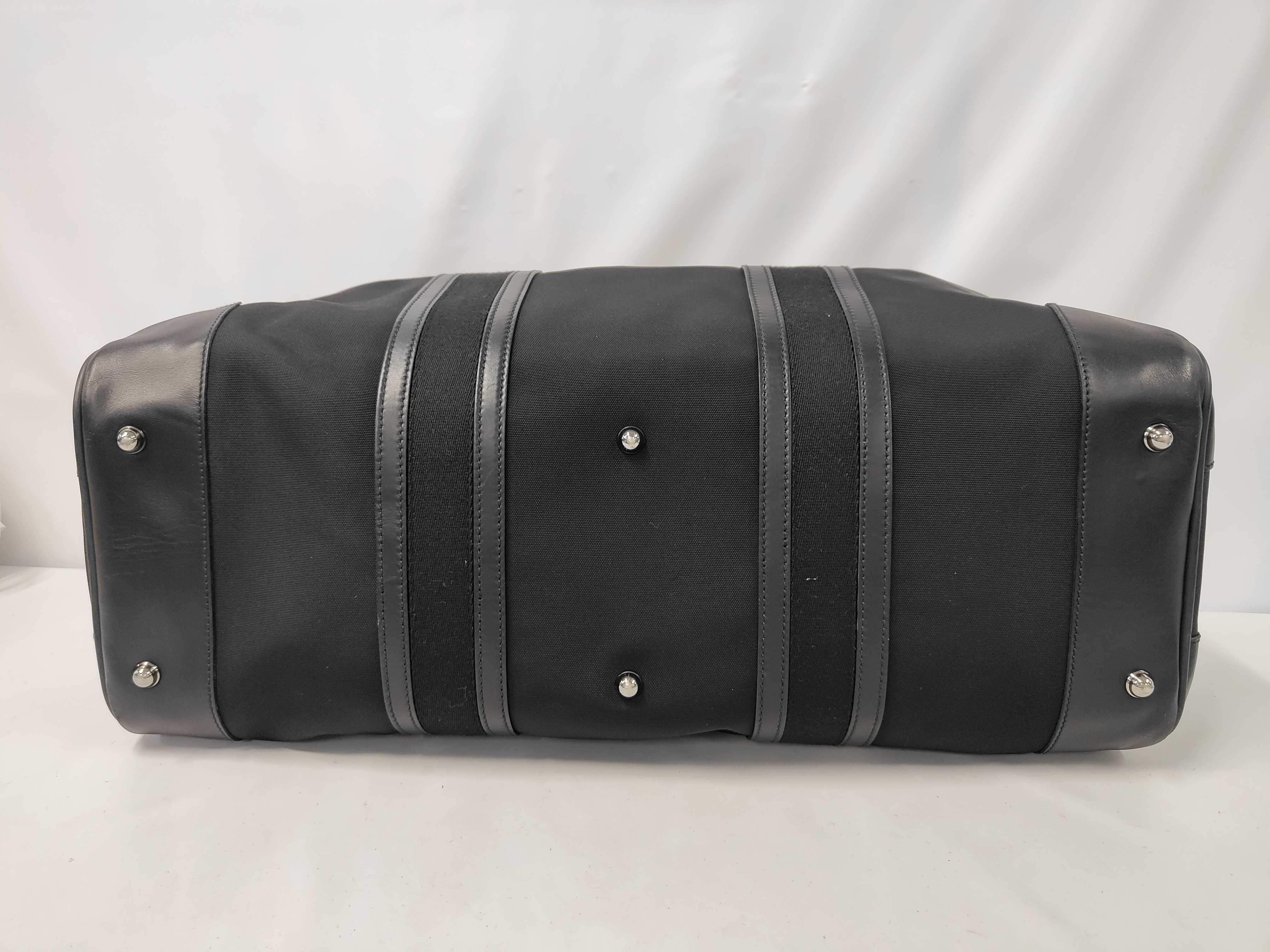 Black Nylon Canvas Leather 2-Way Boston Bag — view 3