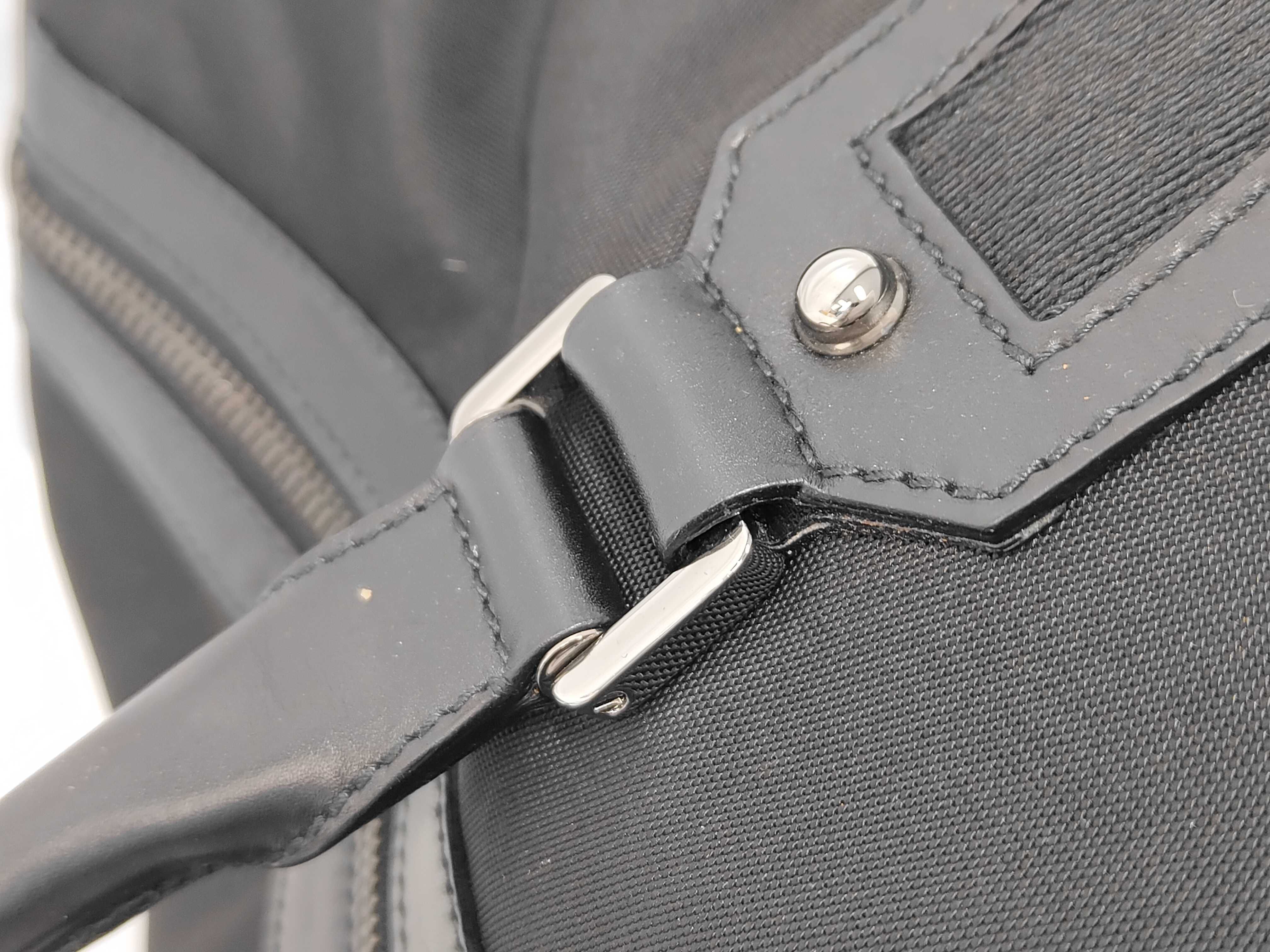 Black Nylon Canvas Leather 2-Way Boston Bag — view 6