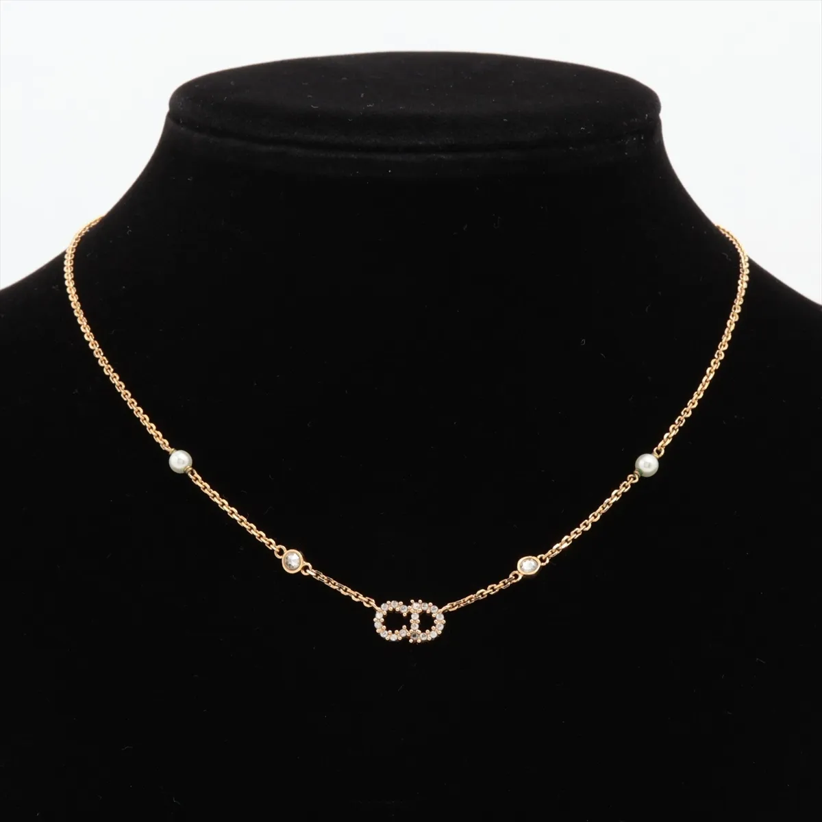 Clair D Lune Necklace GP x Rhinestone x Fake Pearl Gold — view 5