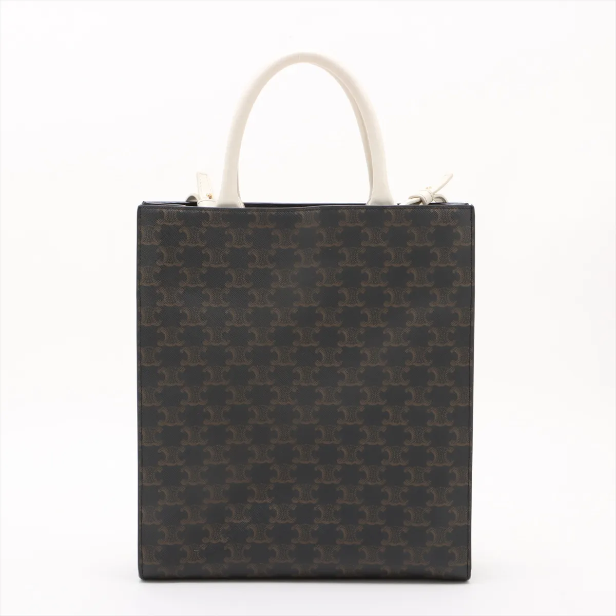 Triomphe Vertical Cover PVC x Leather 2WAY Handbag Brown — view 2