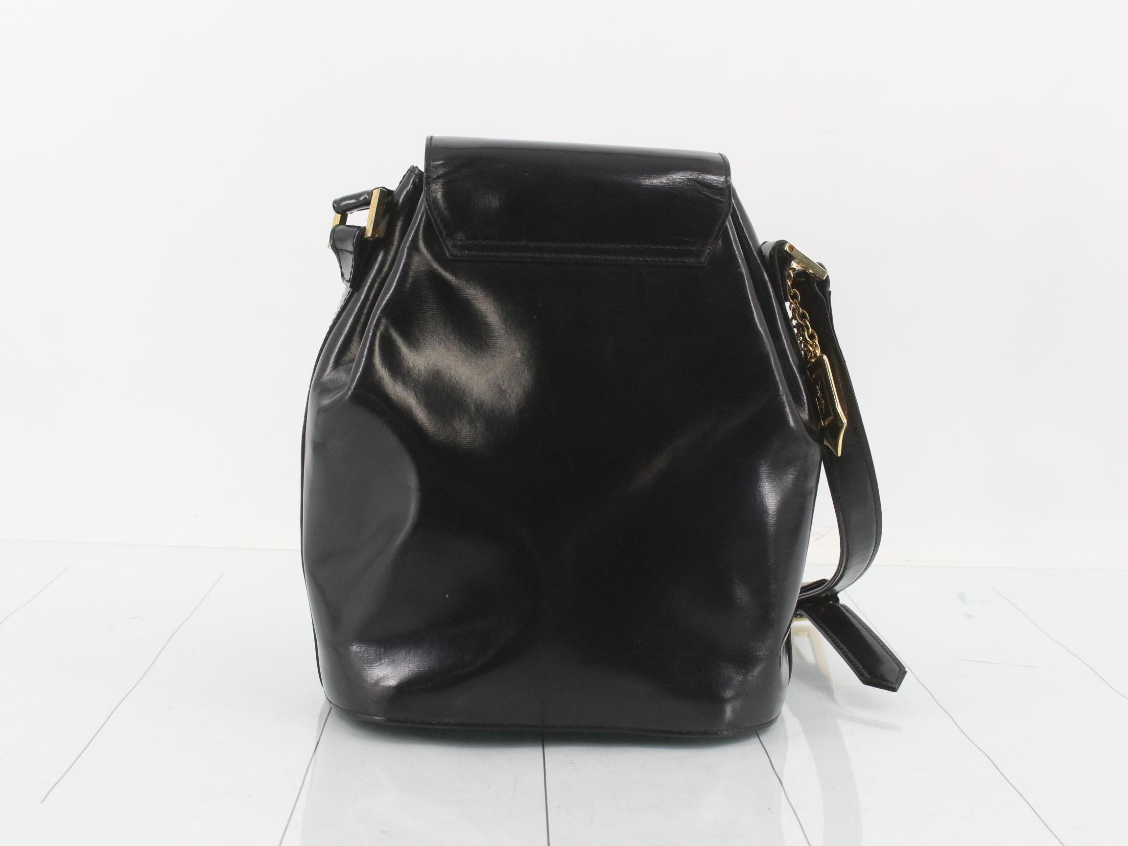shoulder bag with YSL charm, black leather. — view 2