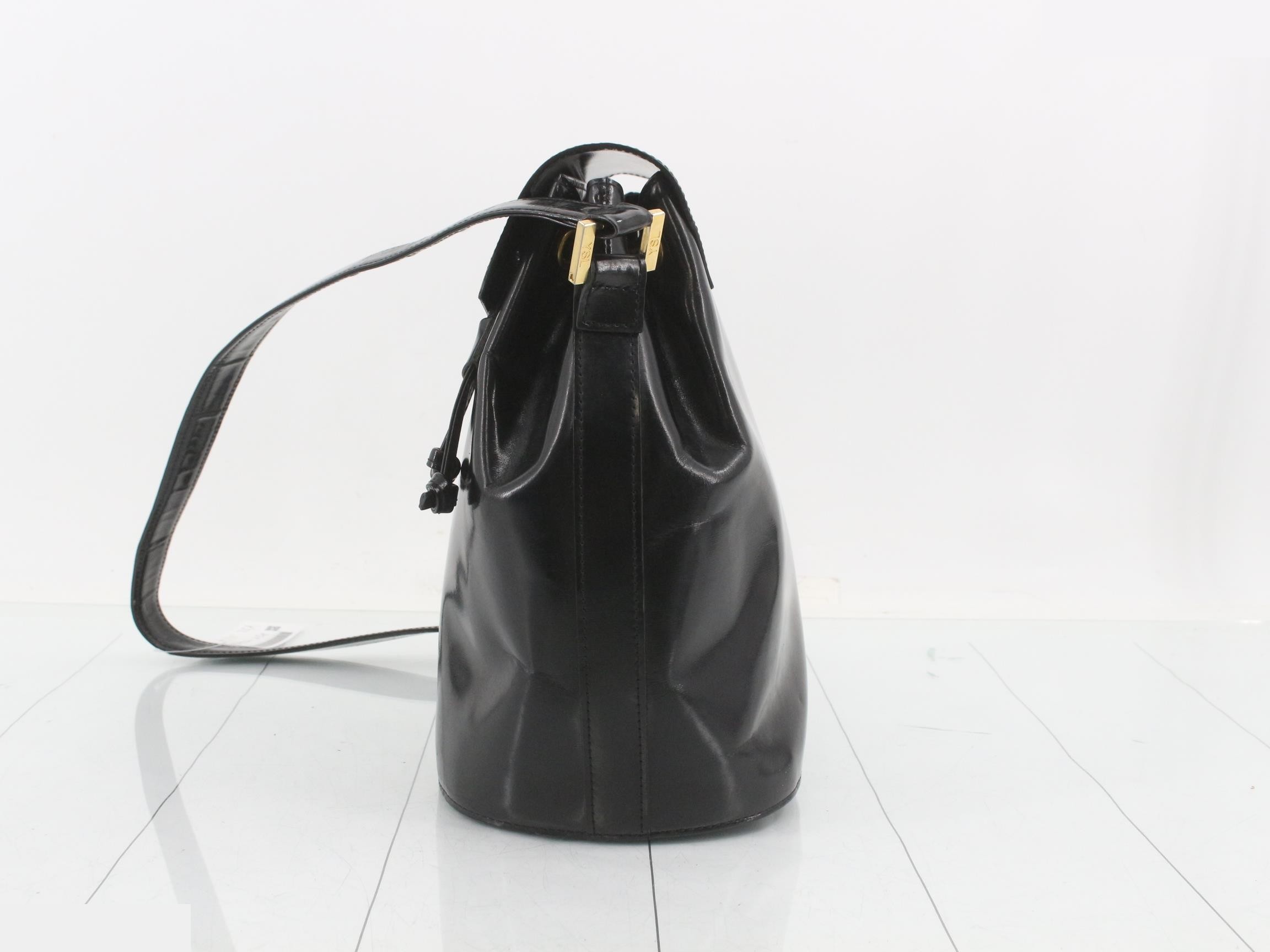 shoulder bag with YSL charm, black leather. — view 3