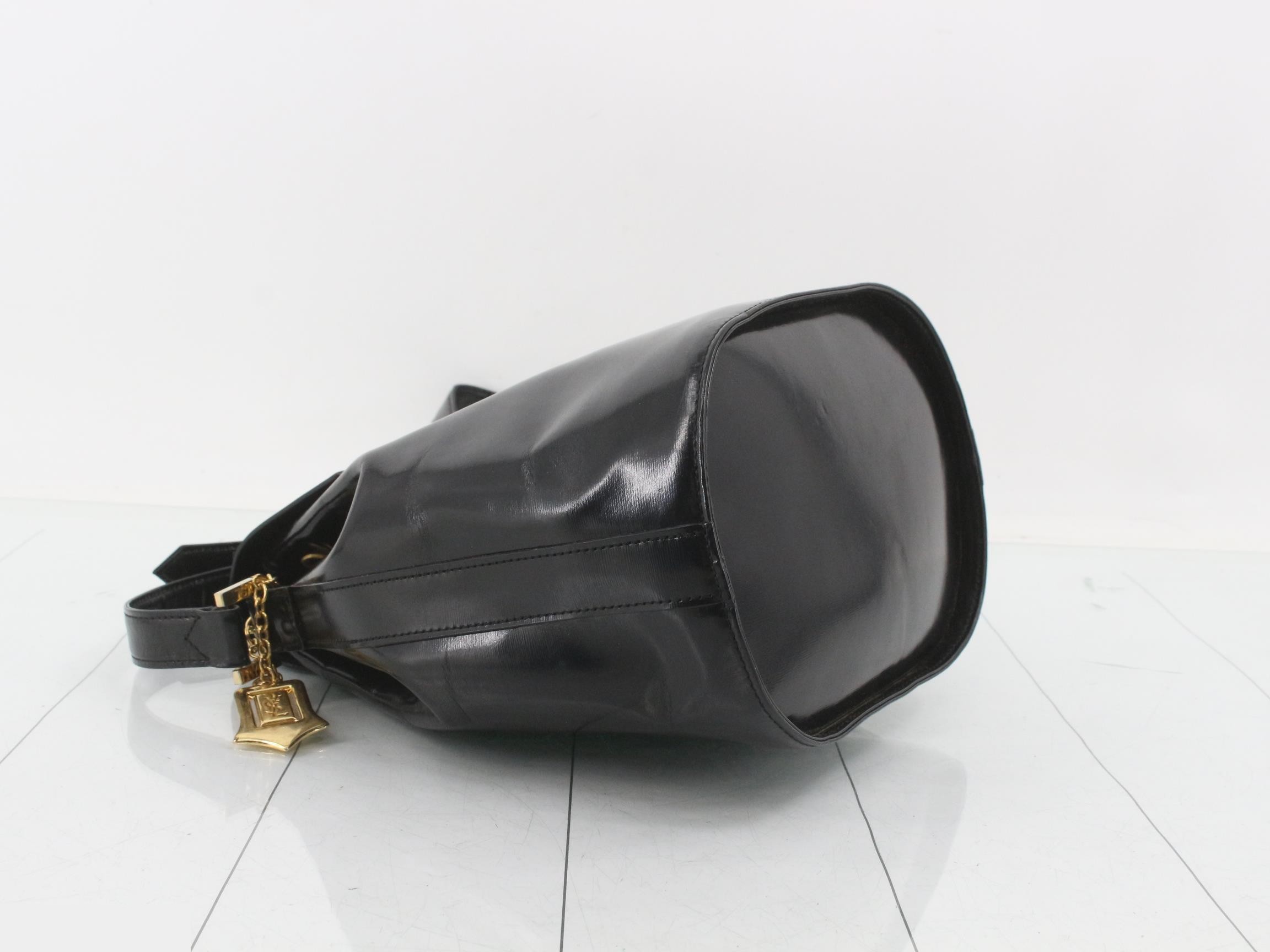 shoulder bag with YSL charm, black leather. — view 5