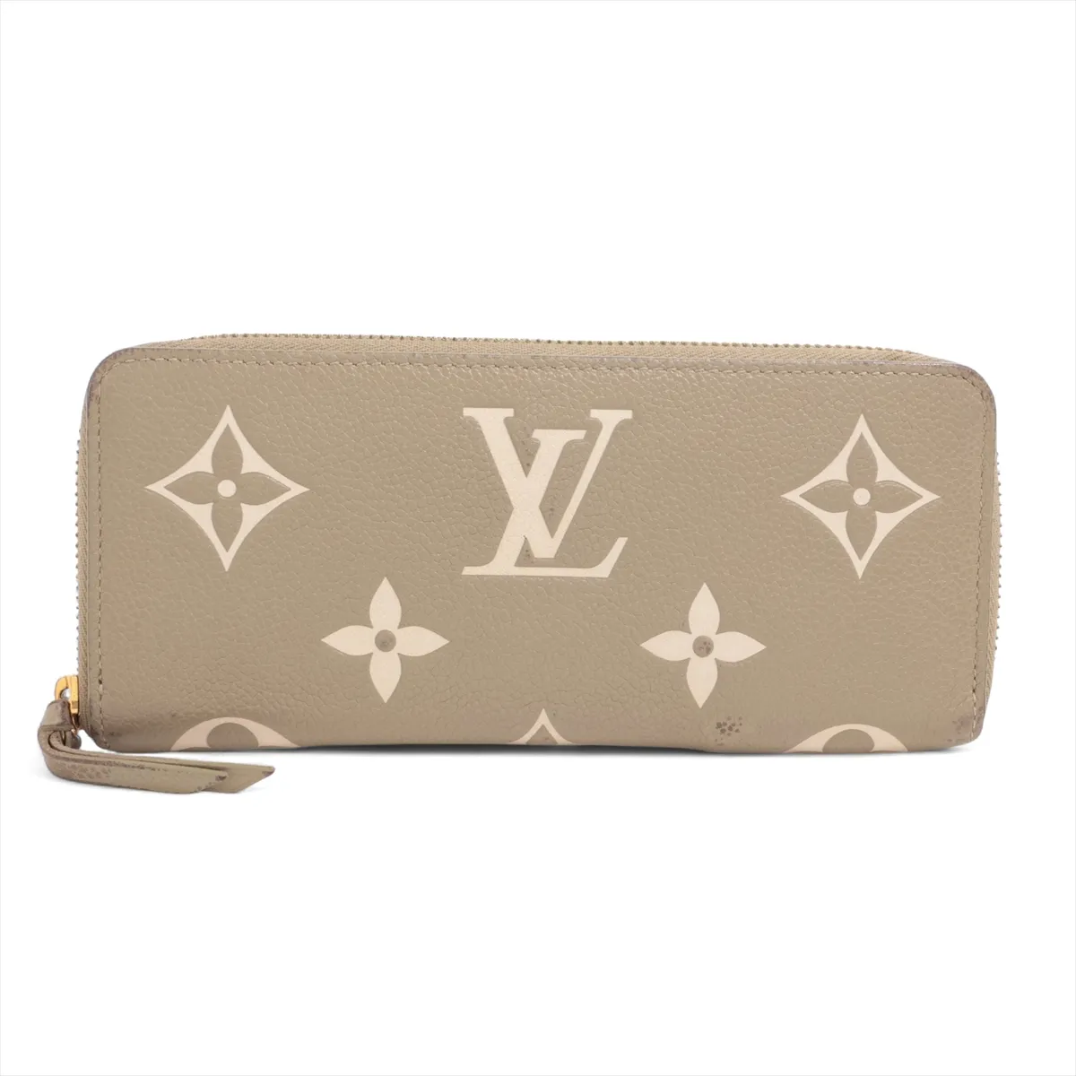Bicolor Monogram Empreinte Portefeuille Clemence M82478 Khaki Round Zip Wallet (RFID detected)