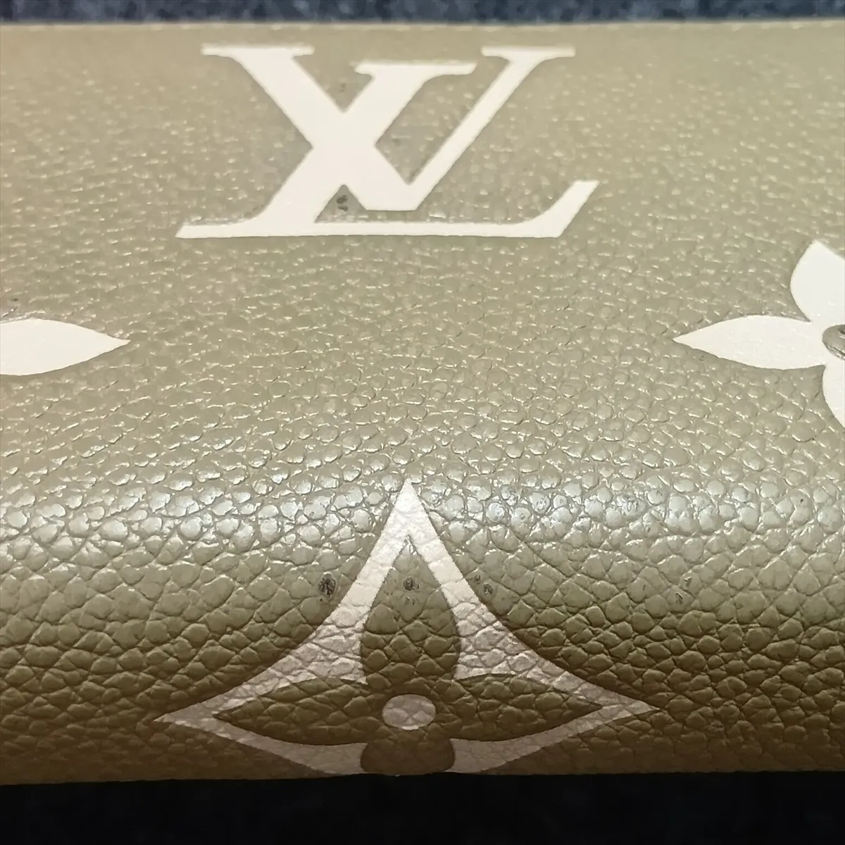 Bicolor Monogram Empreinte Portefeuille Clemence M82478 Khaki Round Zip Wallet (RFID detected) — view 15