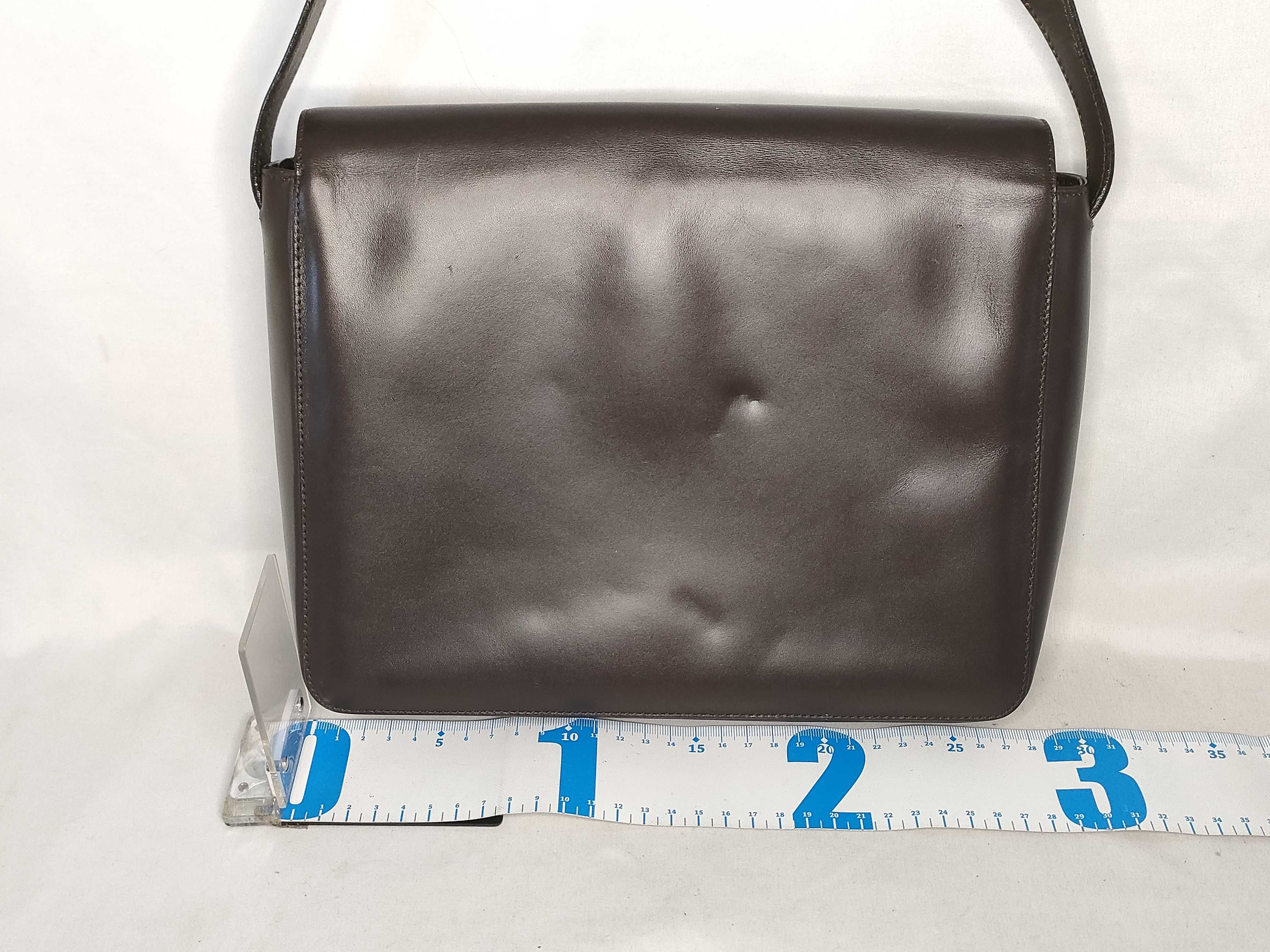 Leather Shoulder Bag, Dark Brown — view 2