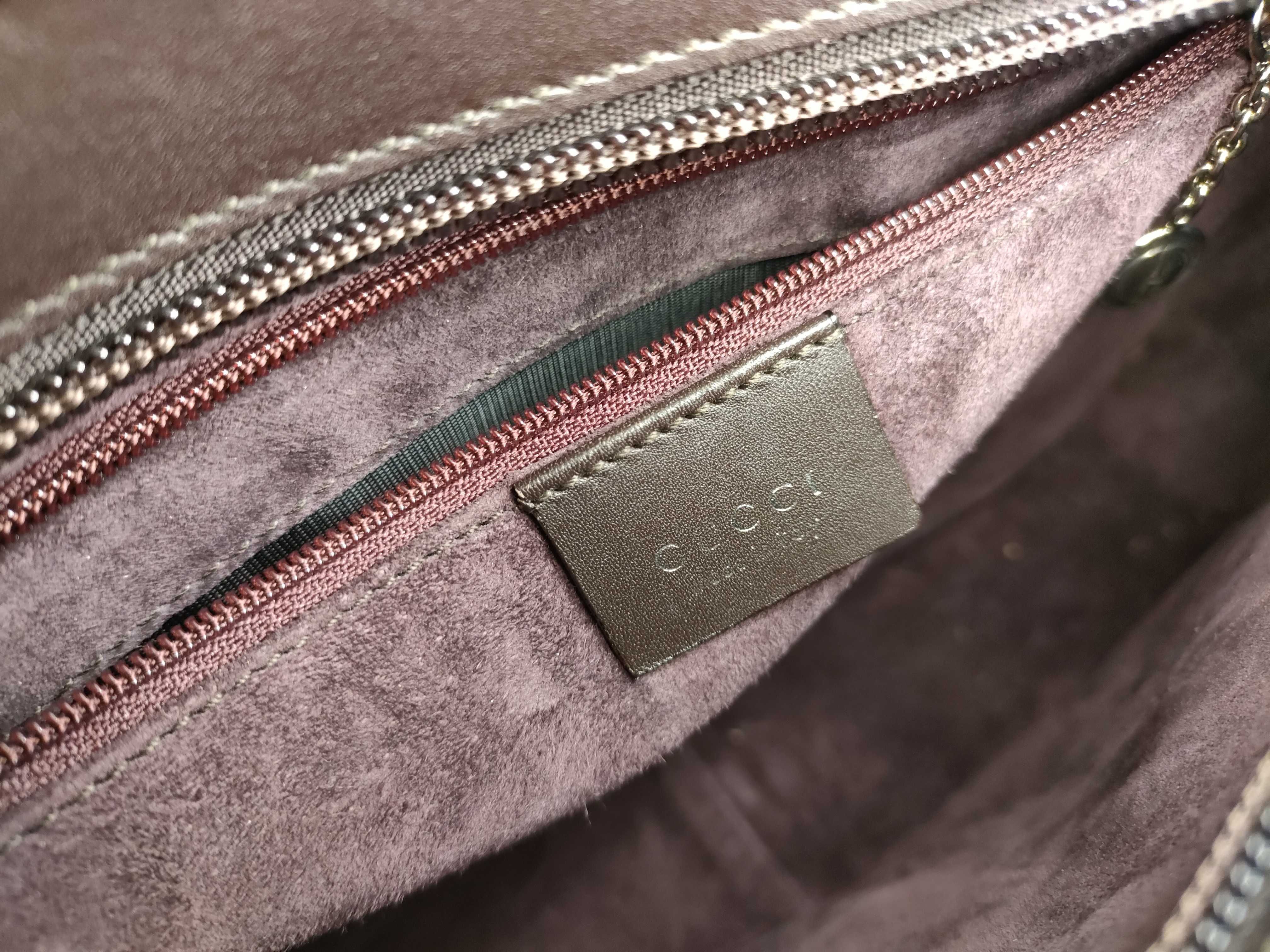 Leather Shoulder Bag, Dark Brown — view 12