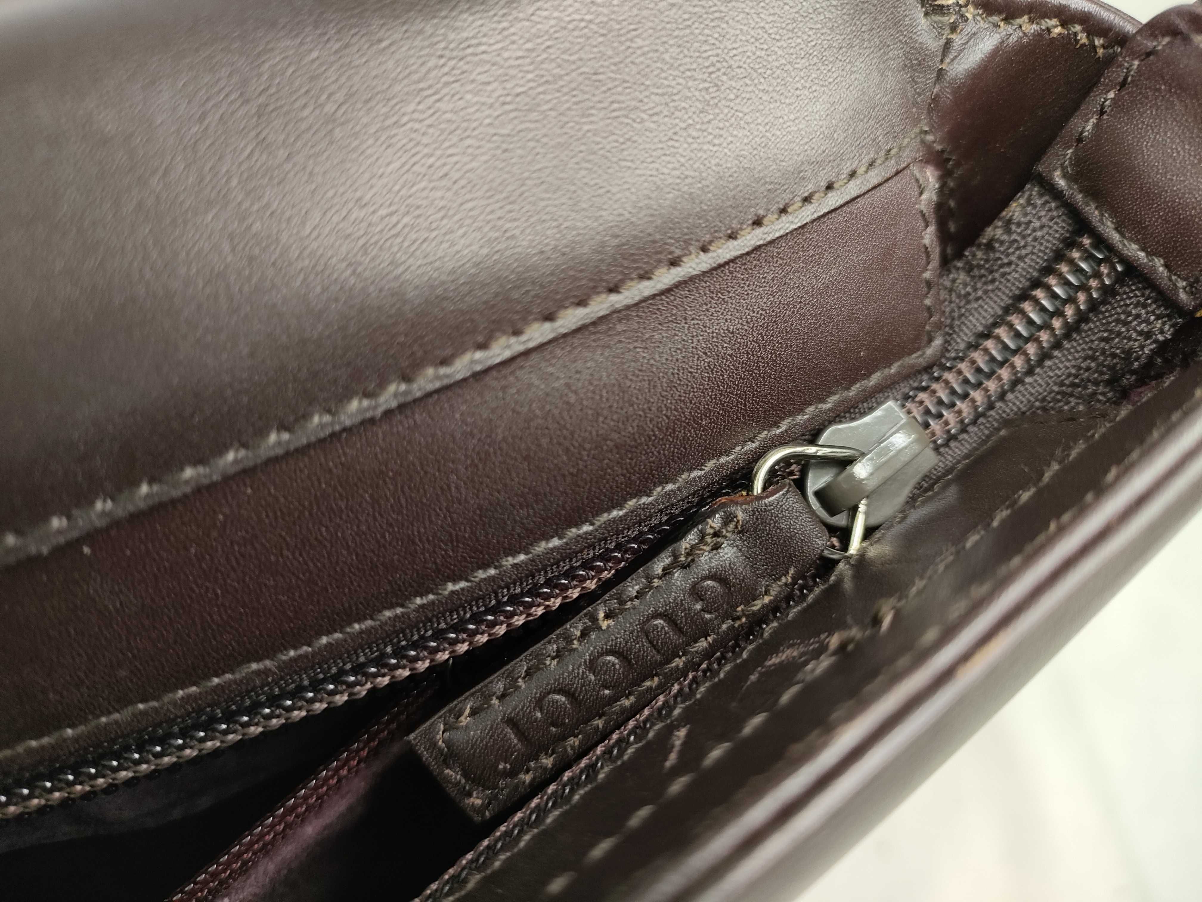 Leather Shoulder Bag, Dark Brown — view 14