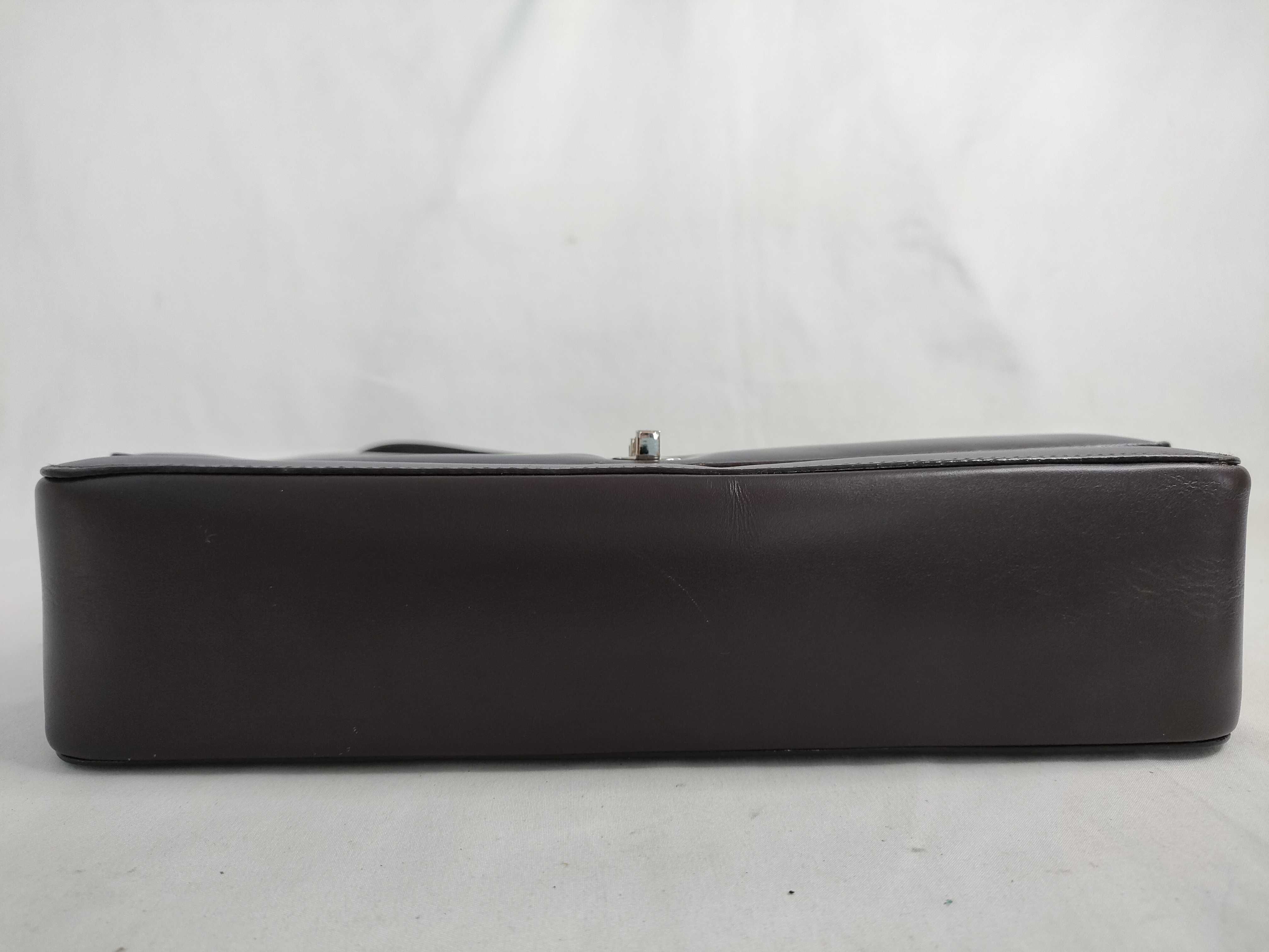 Leather Shoulder Bag, Dark Brown — view 7