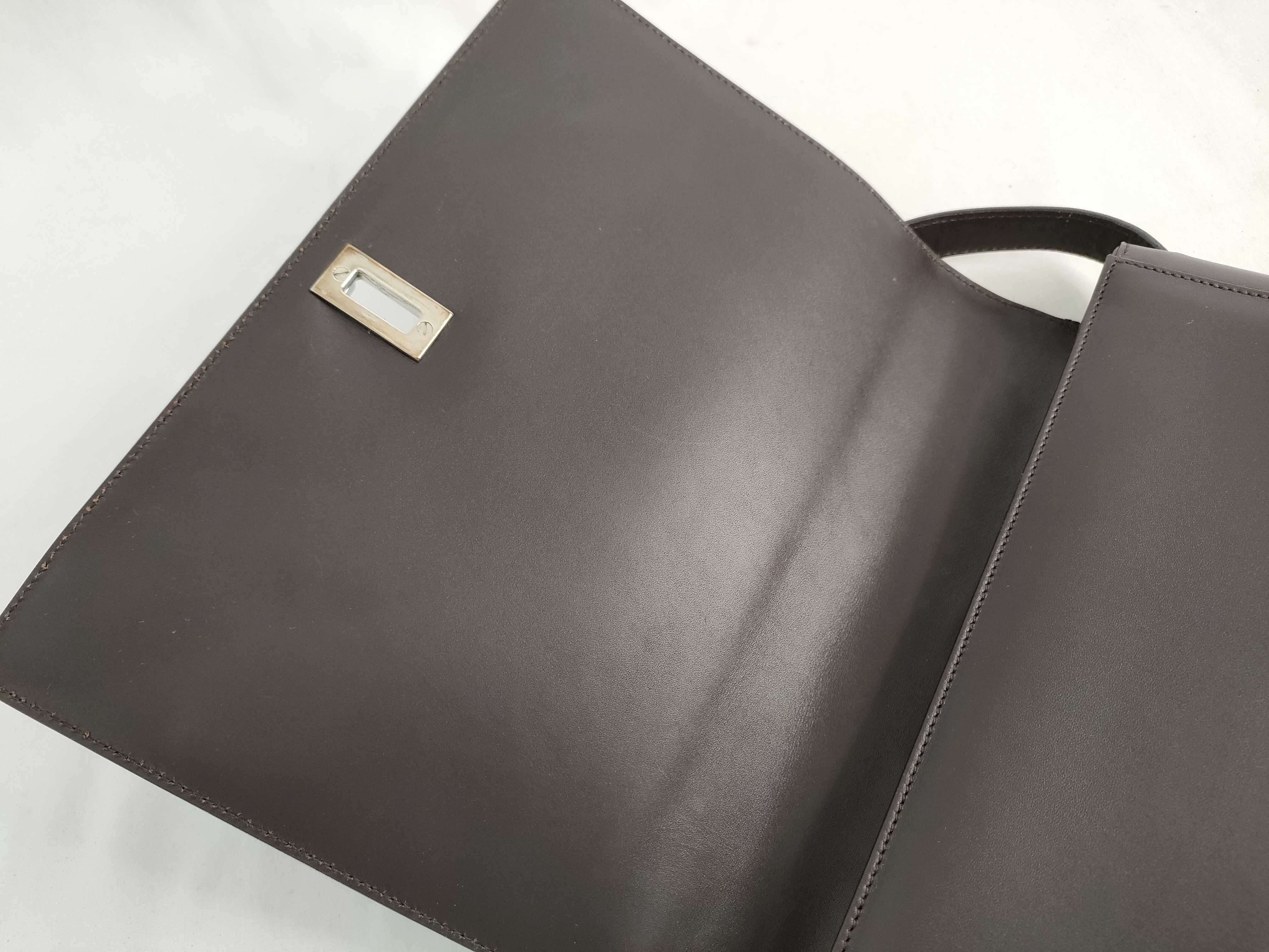 Leather Shoulder Bag, Dark Brown — view 8