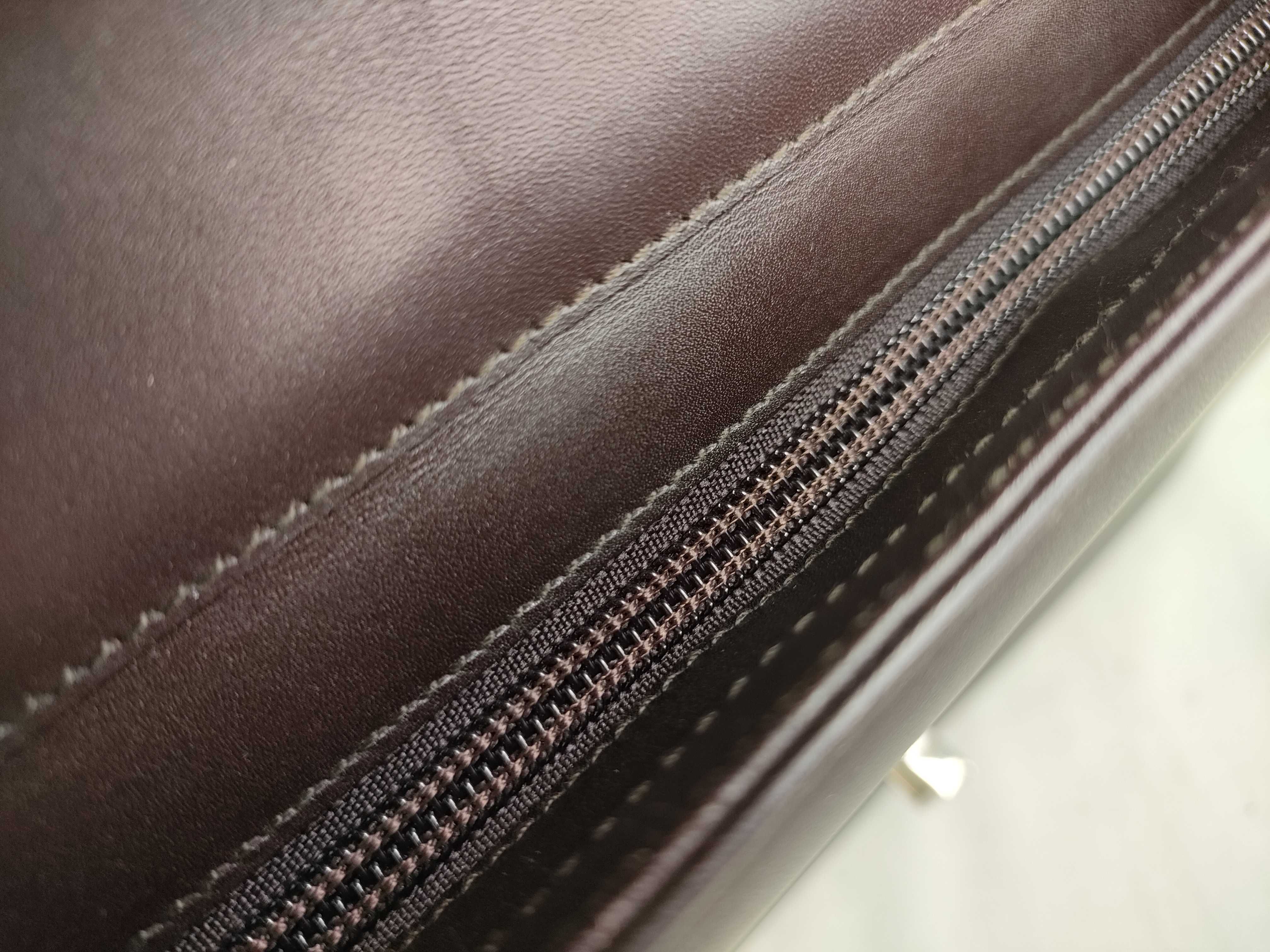 Leather Shoulder Bag, Dark Brown — view 9