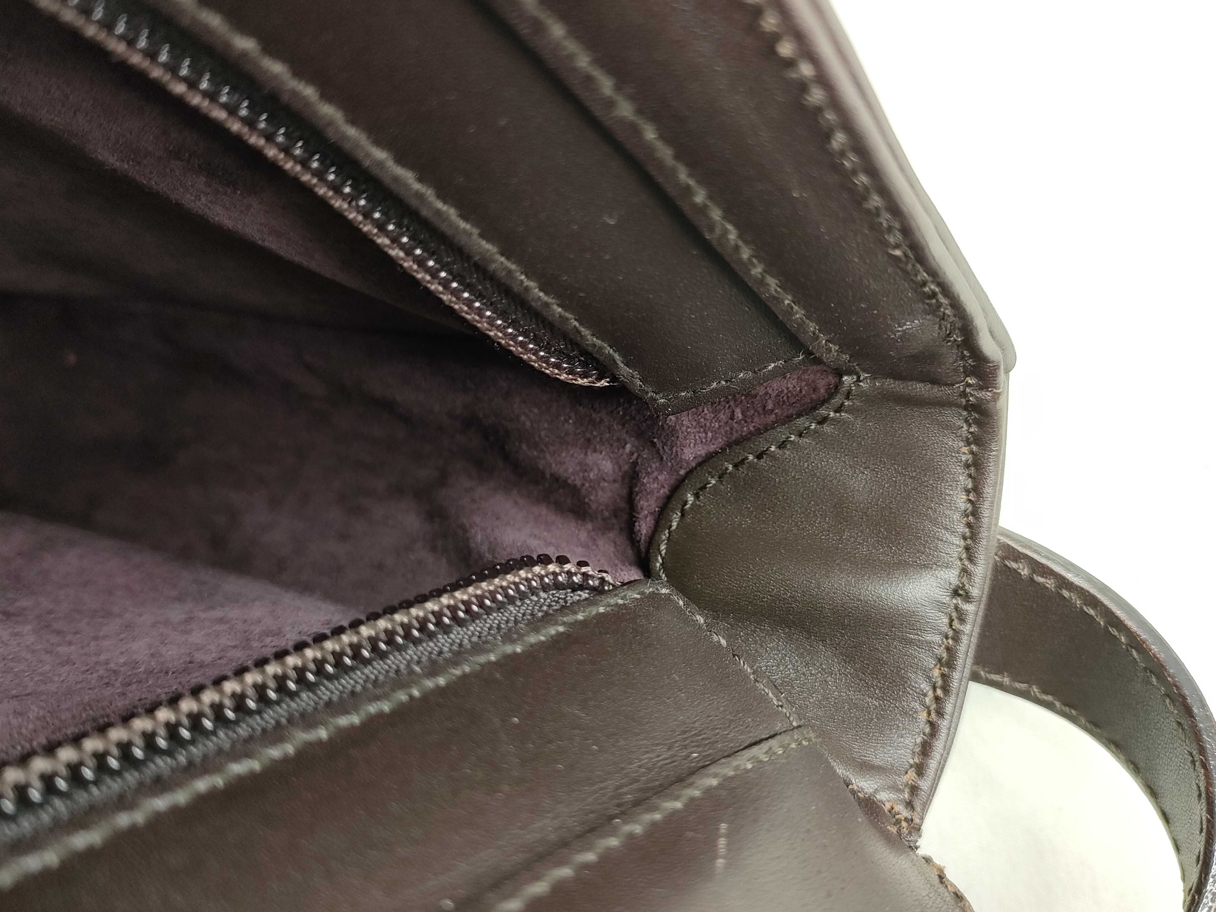 Leather Shoulder Bag, Dark Brown — view 10