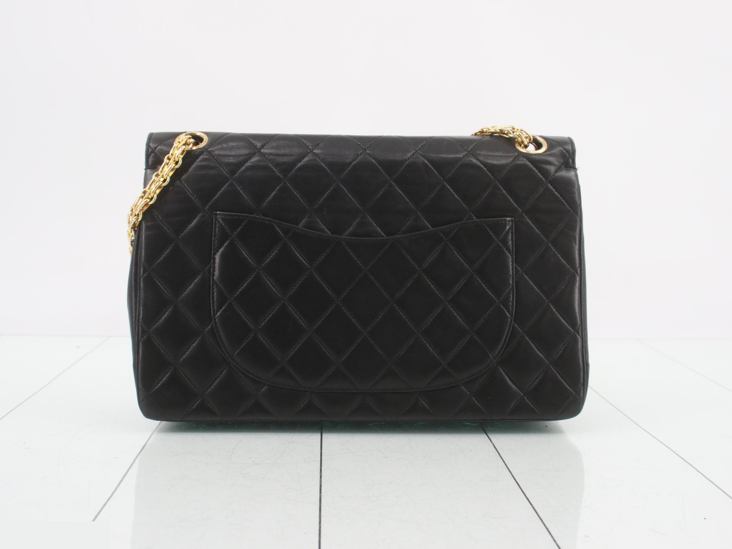 Double Flap Chain Shoulder Bag, Black — view 2