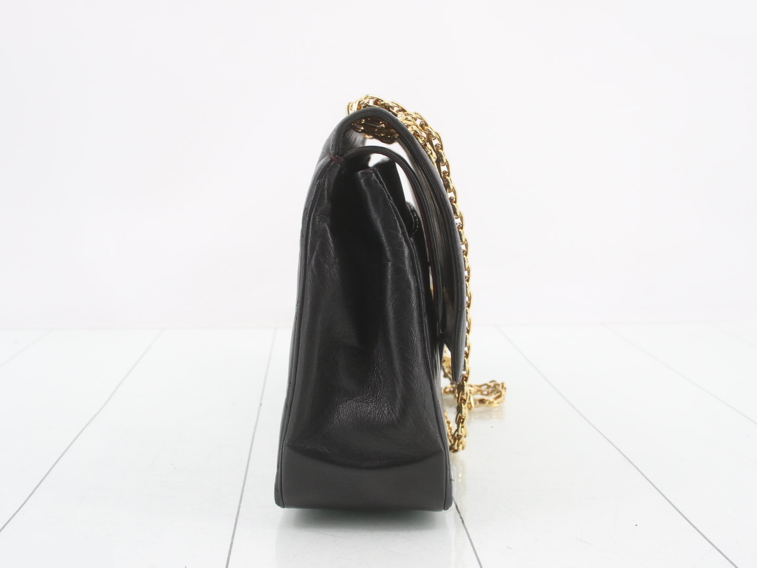 Double Flap Chain Shoulder Bag, Black — view 4
