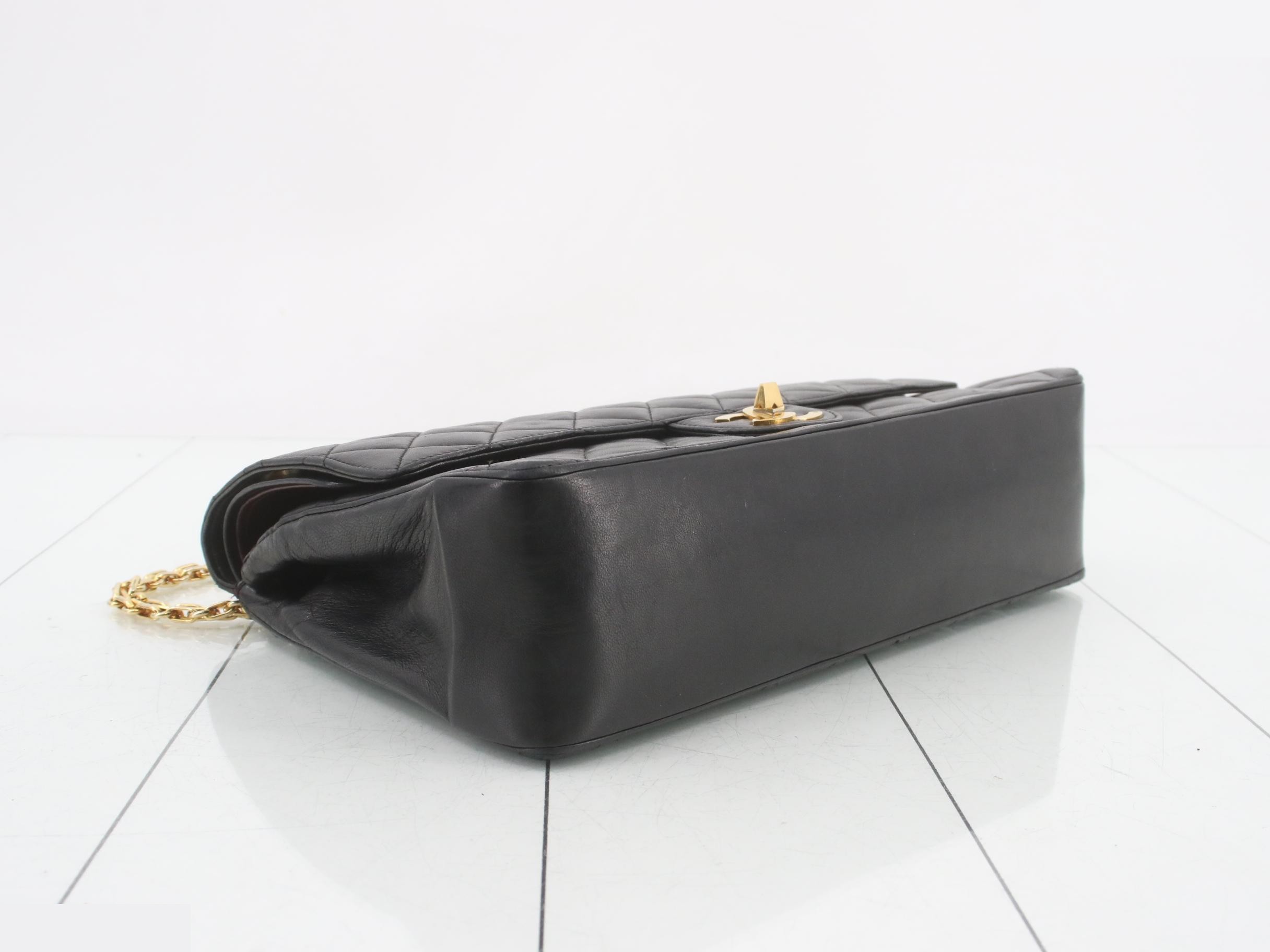 Double Flap Chain Shoulder Bag, Black — view 5