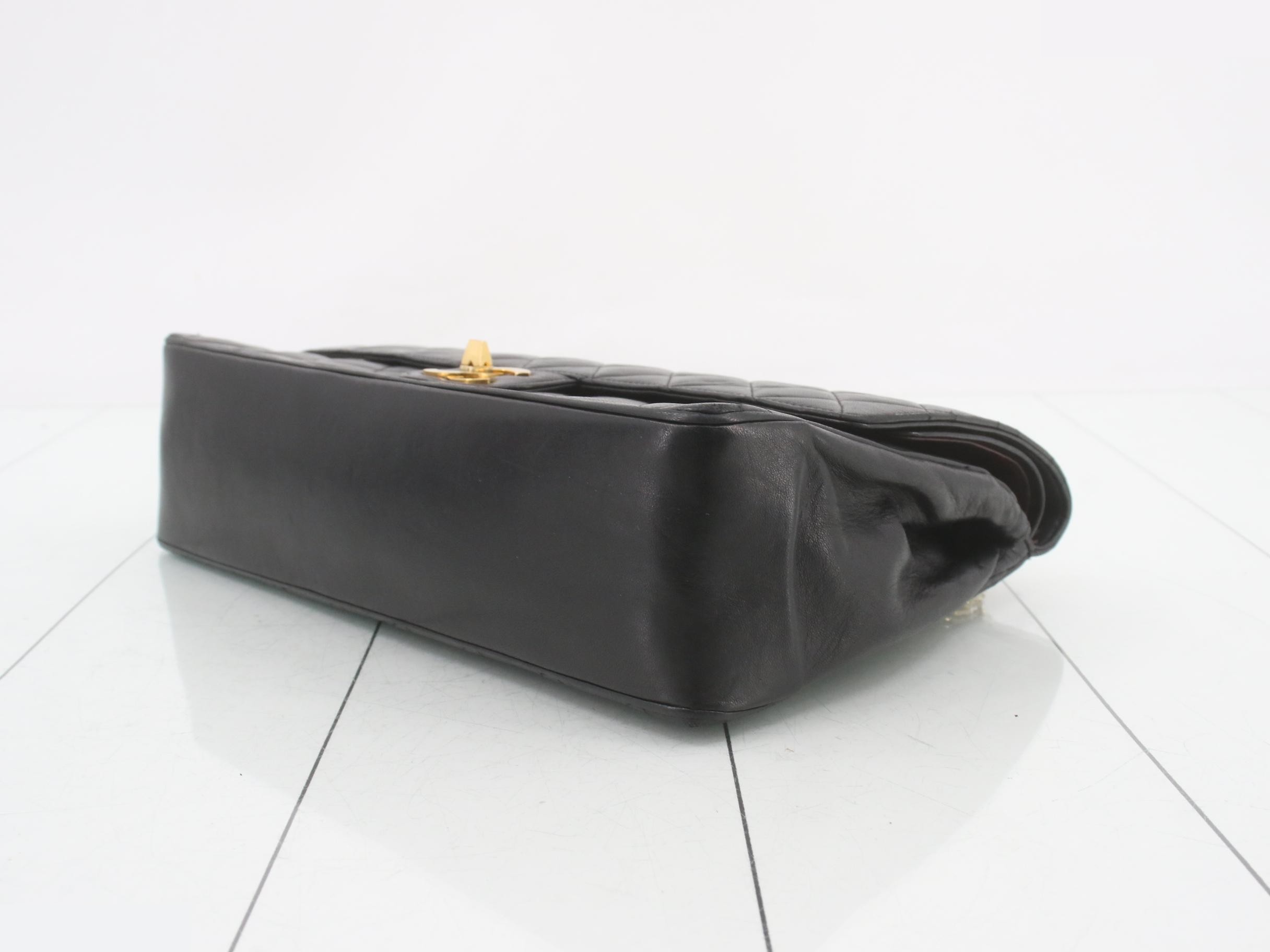Double Flap Chain Shoulder Bag, Black — view 6