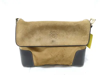 Anagram Suede Shoulder Bag