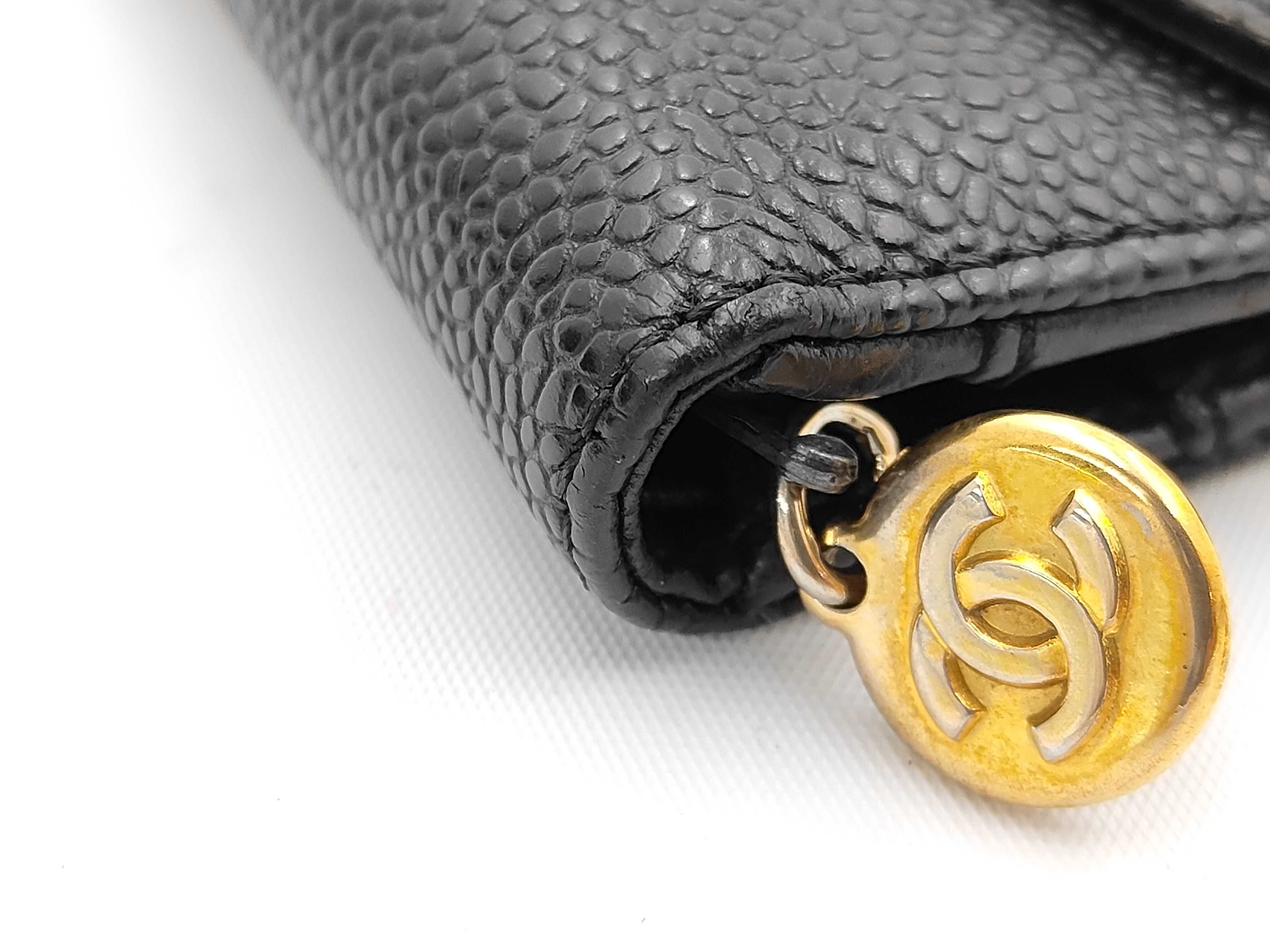Caviar Skin Tri-fold Wallet, Black, Series 5 — view 3
