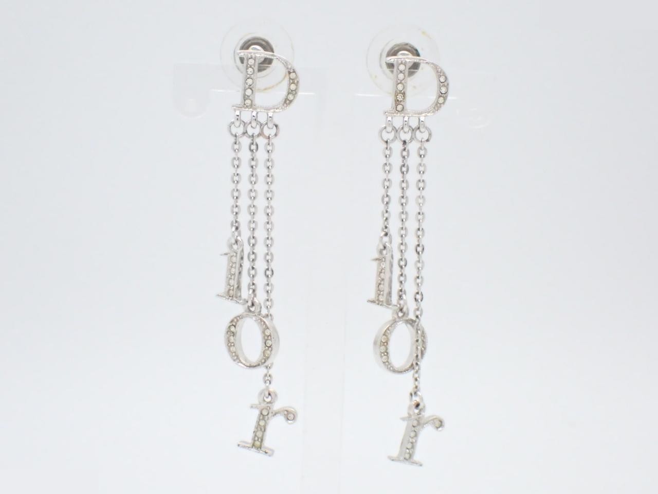 logo rhinestone dangle earrings, with box.