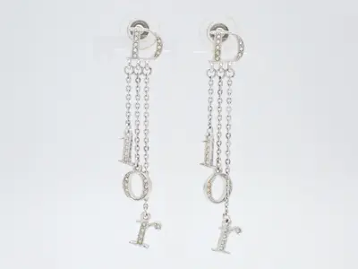 logo rhinestone dangle earrings, with box.