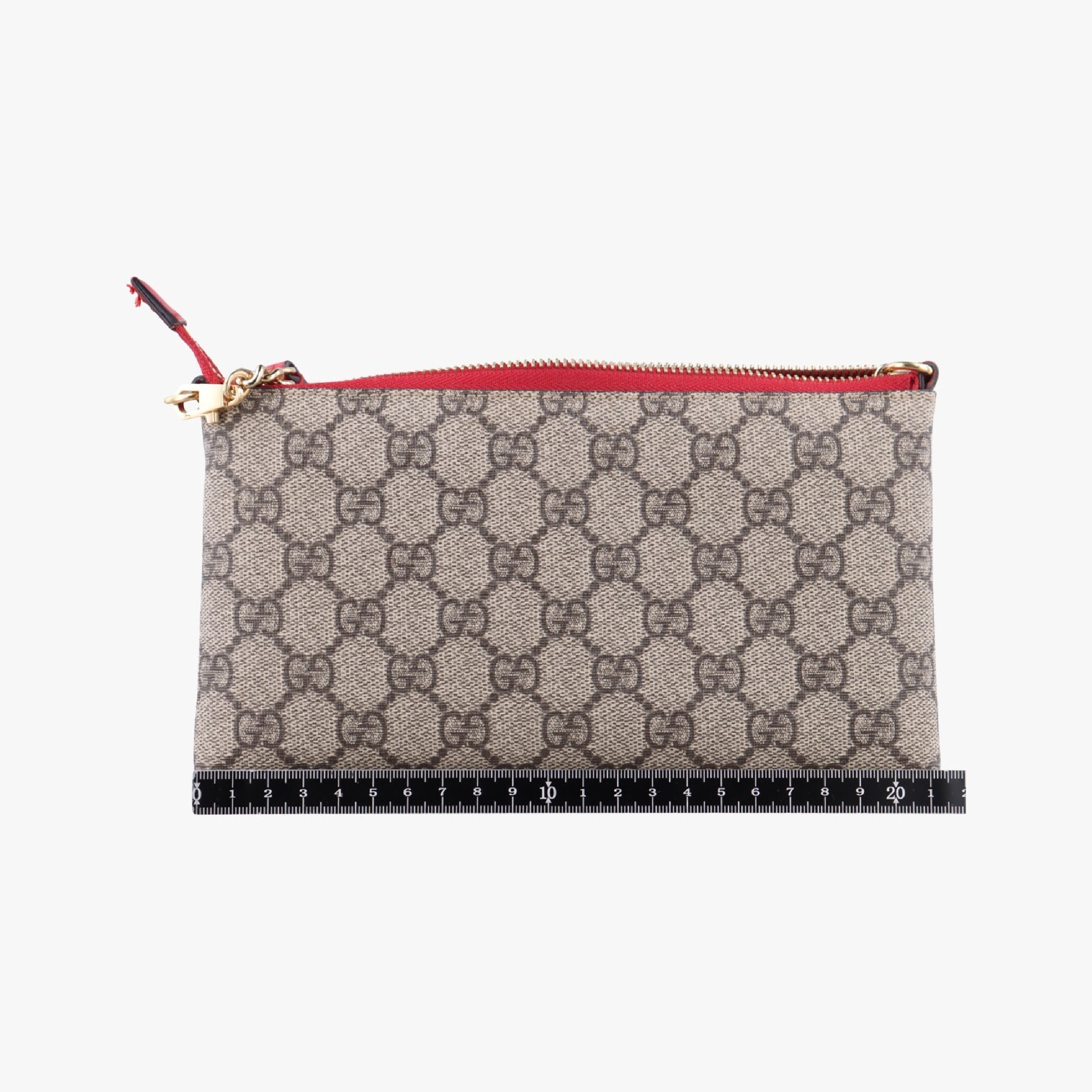 GG Supreme Heart Chain Pochette, Beige x Red, PVC Coated Canvas, 456866 Handbag — view 2