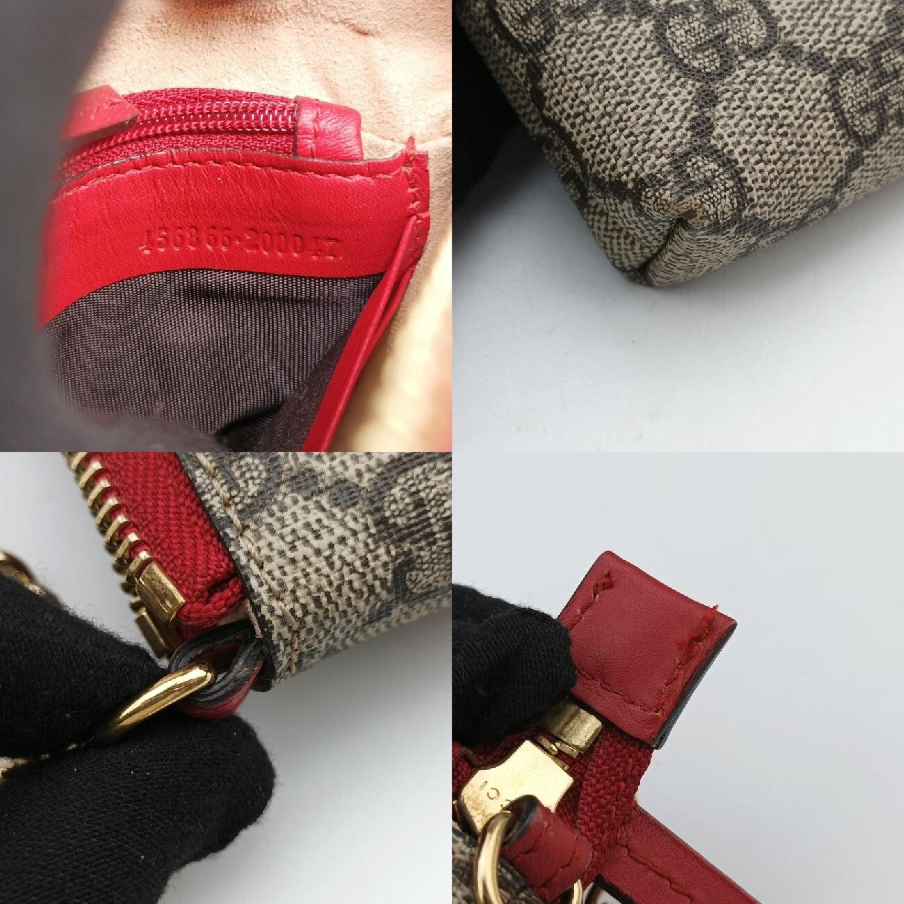 GG Supreme Heart Chain Pochette, Beige x Red, PVC Coated Canvas, 456866 Handbag — view 8