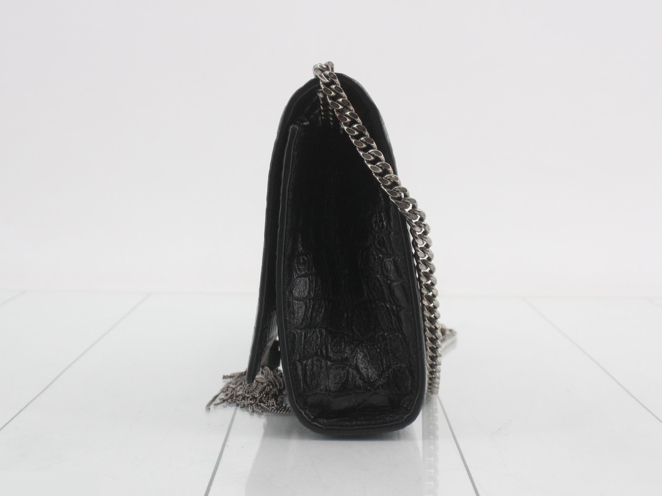 Kate Leather Crocodile Embossed Chain Shoulder Bag — view 3