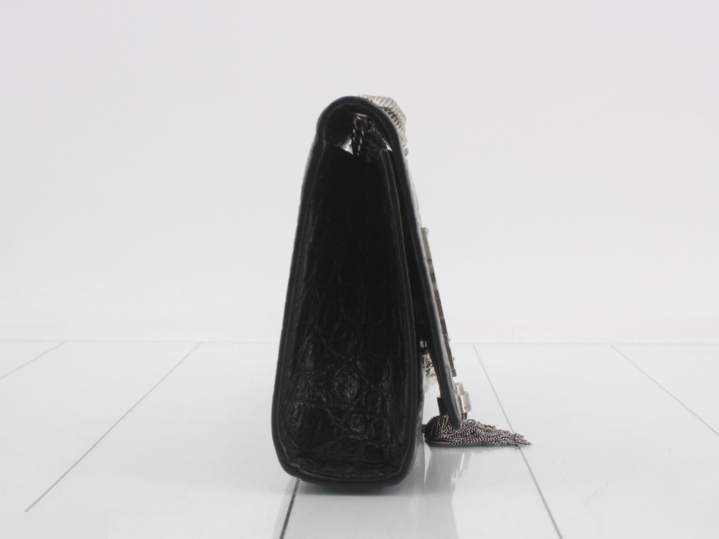 Kate Leather Crocodile Embossed Chain Shoulder Bag — view 4