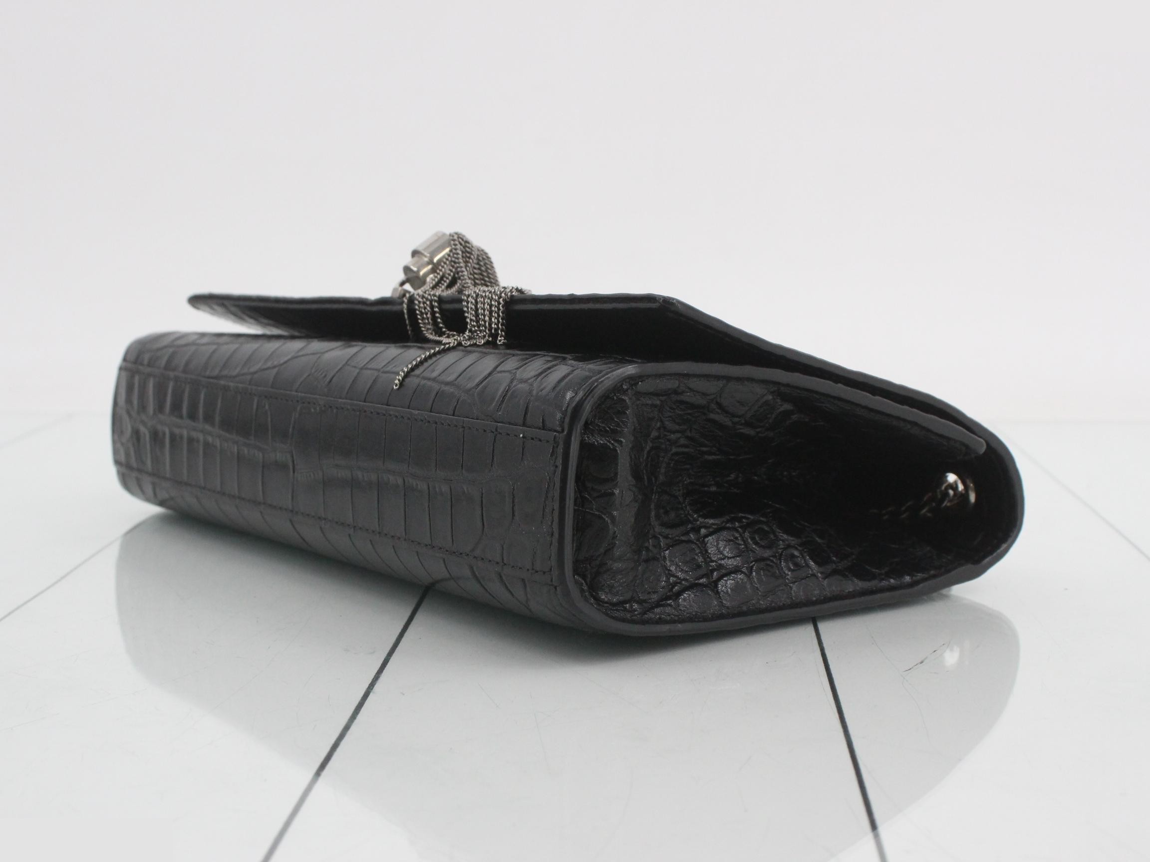 Kate Leather Crocodile Embossed Chain Shoulder Bag — view 6
