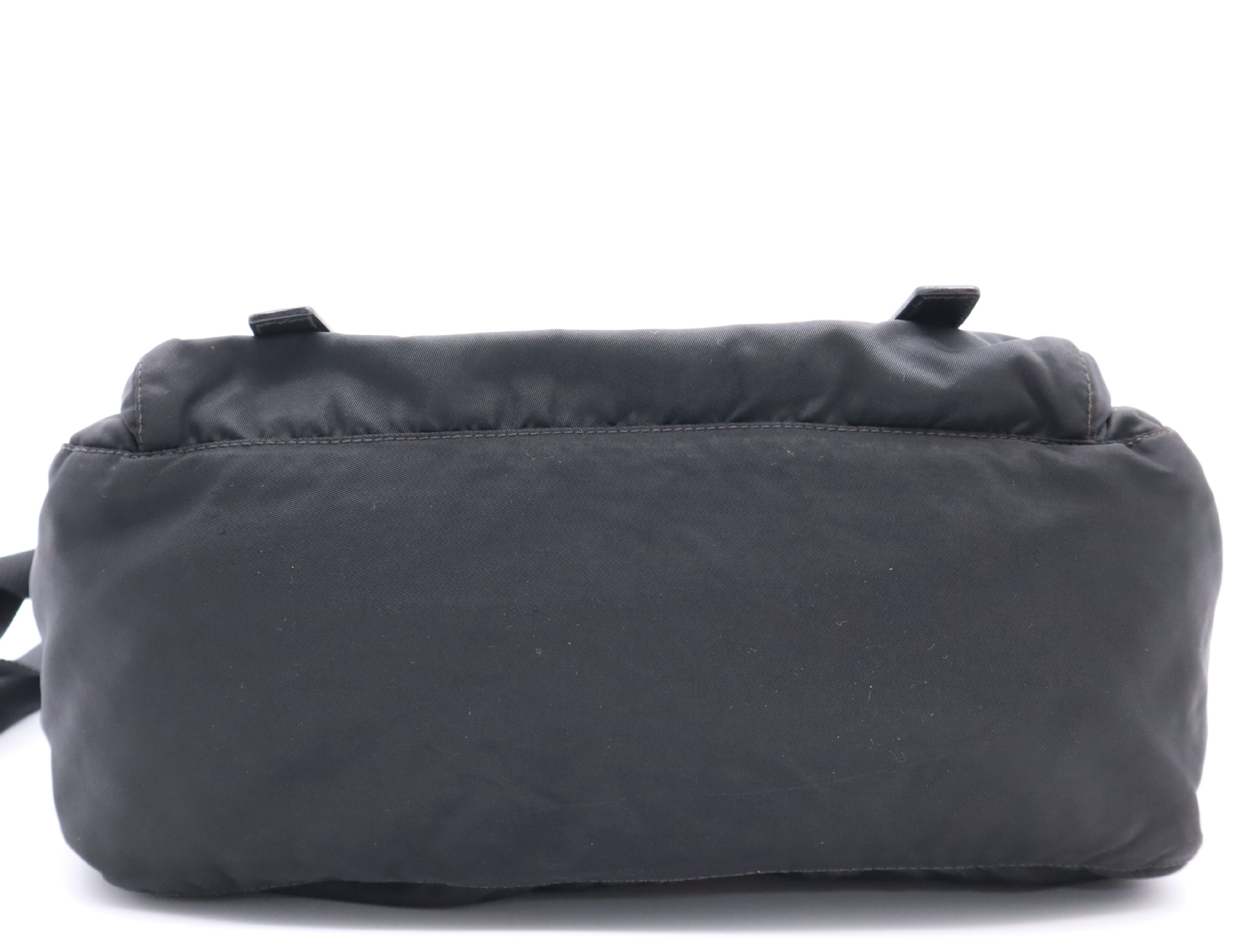 Leather x Nylon Messenger Shoulder Bag, Black, Silver Hardware — view 4