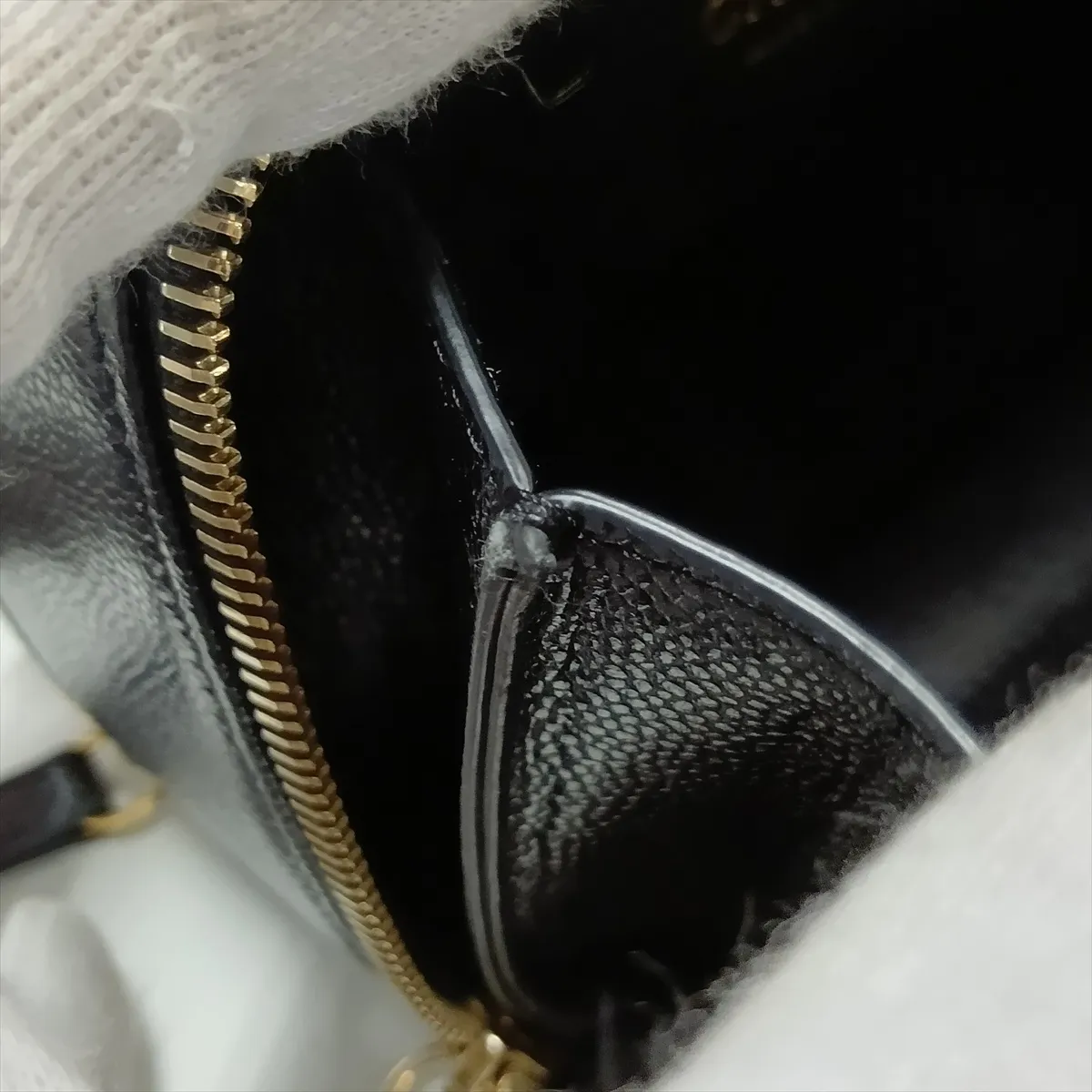 Matelassé Caviar Skin 2-Way Handbag, Top Handle, Black with Gold Hardware, TKH08J39, Random Plate — view 13