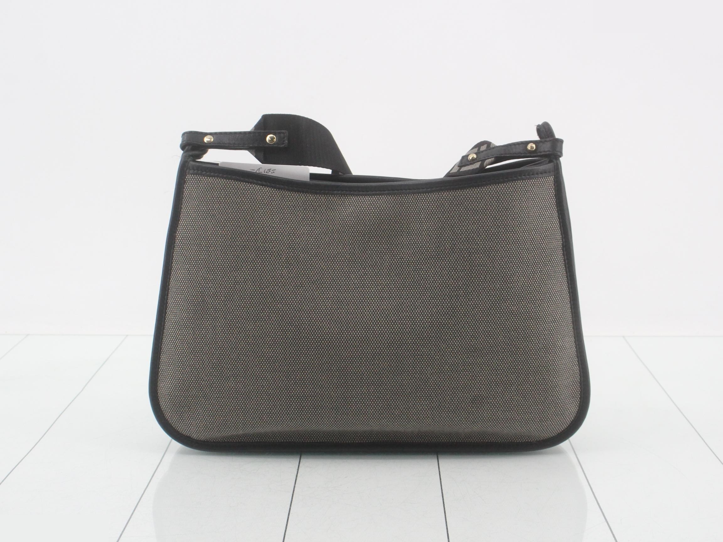 Zucca Shoulder Bag, Canvas/Leather, Gray — view 2